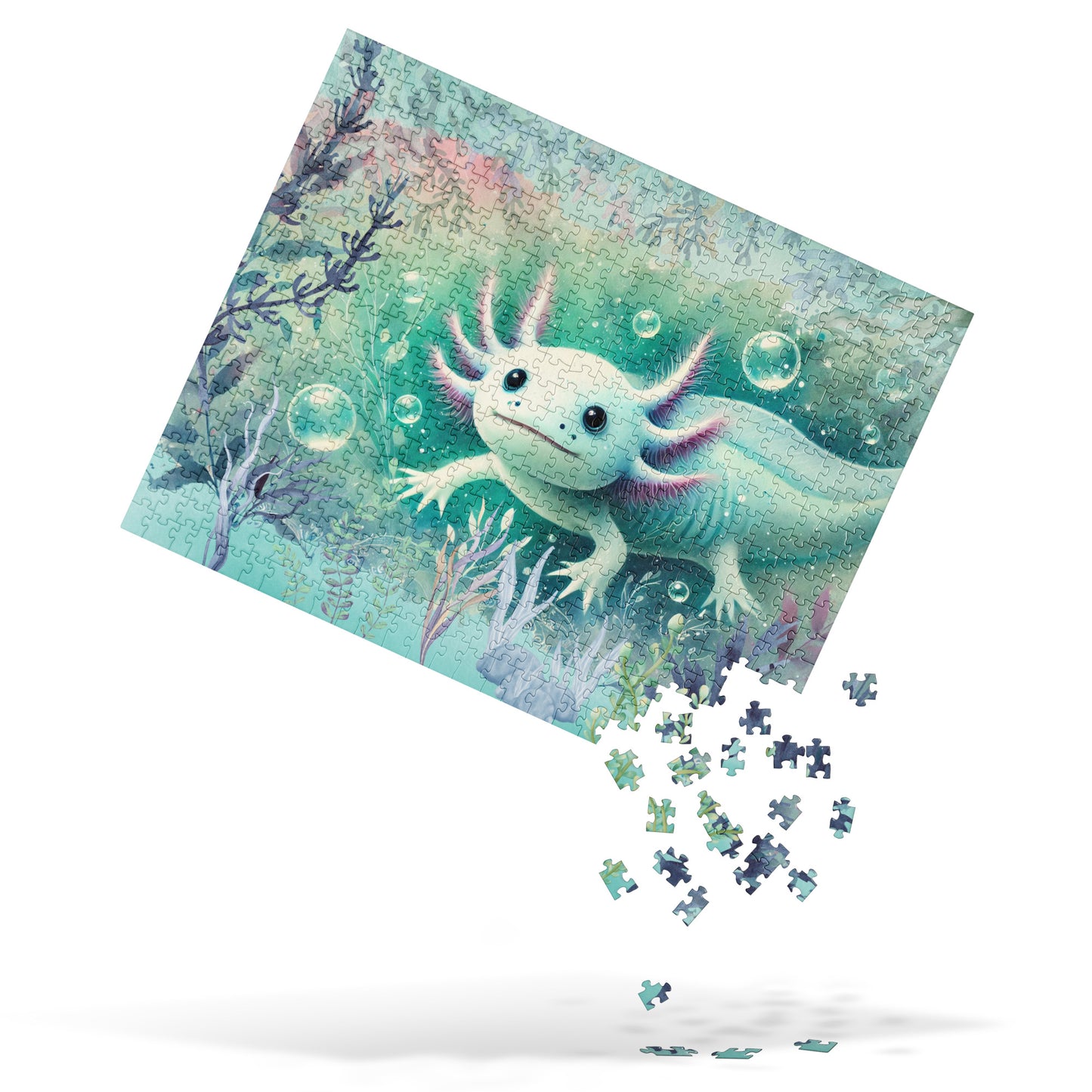 Whimsical Watercolor Axolotl Jigsaw Puzzle (120, 252, 500-Piece)