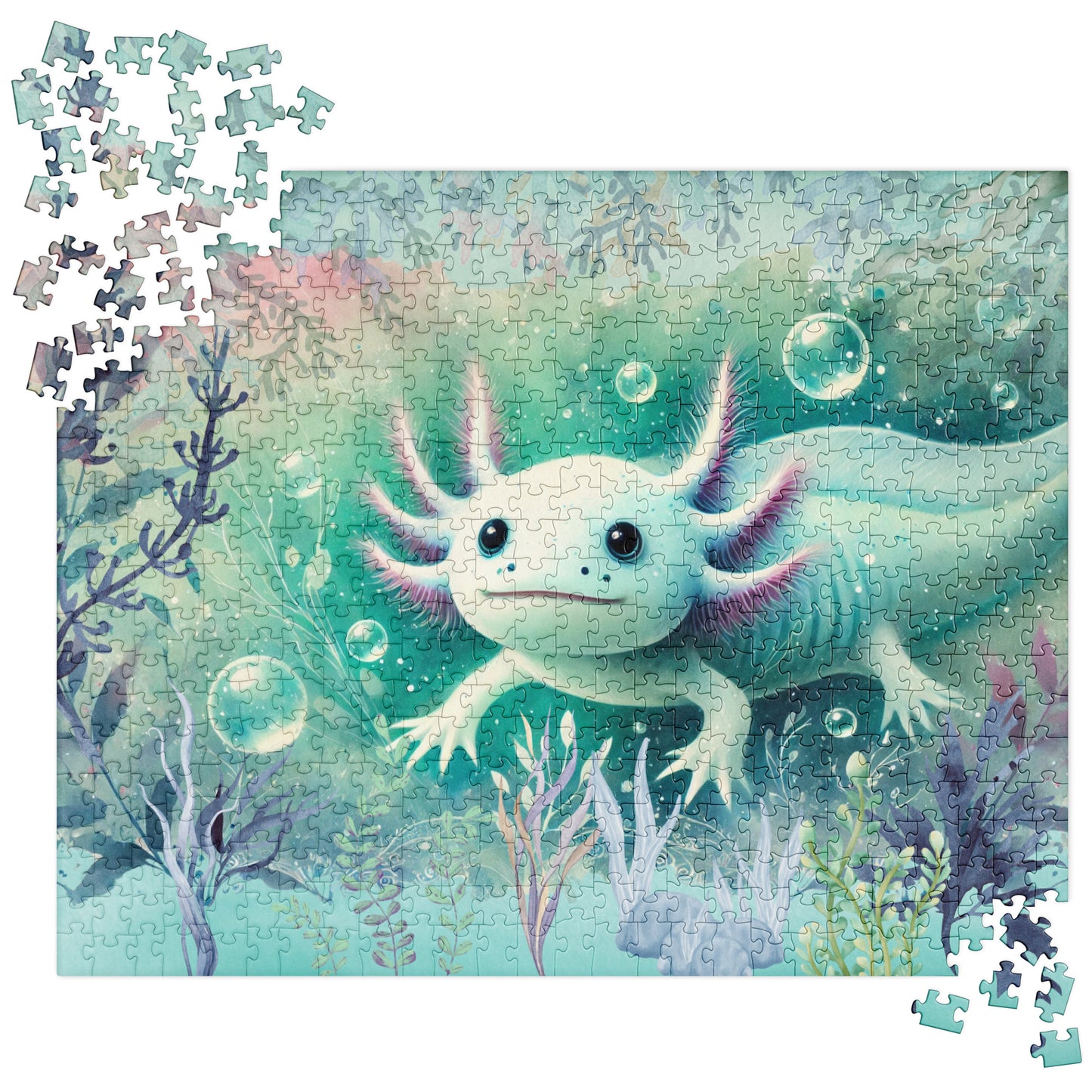 Whimsical Watercolor Axolotl Jigsaw Puzzle (120, 252, 500-Piece)