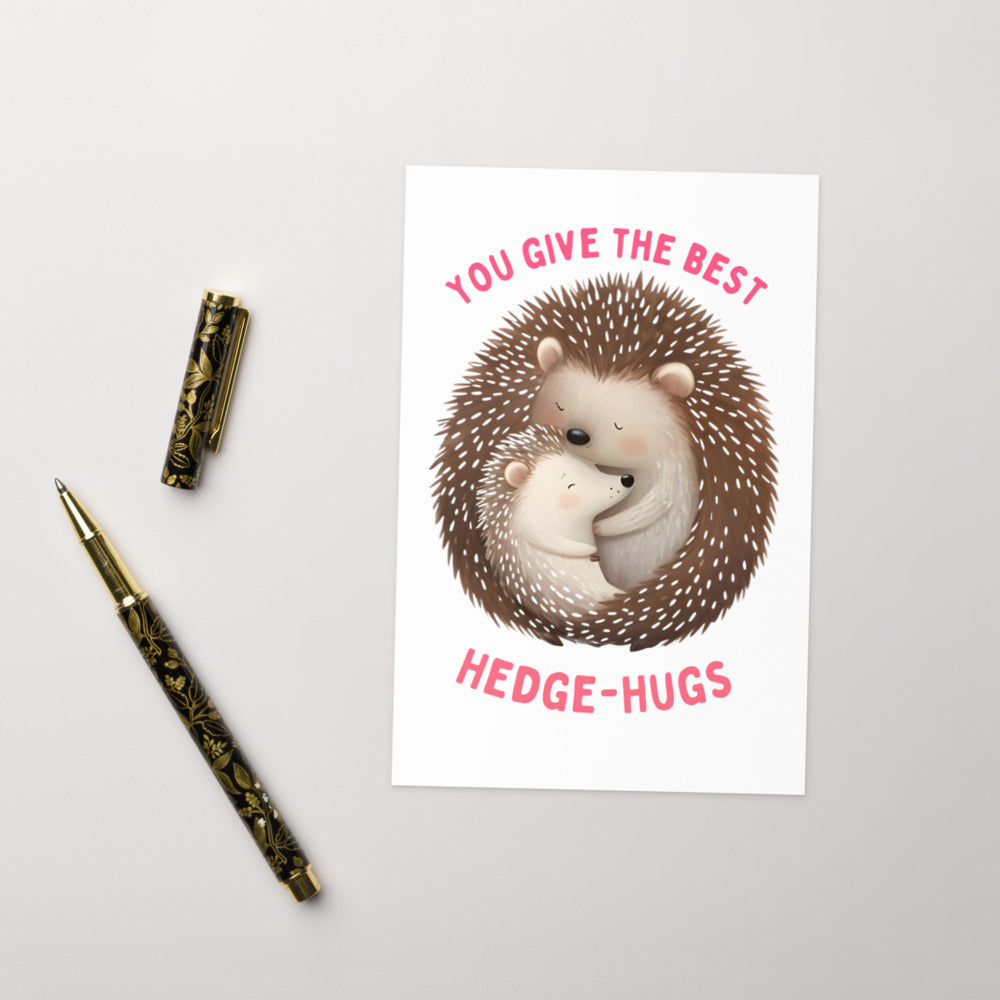 Best Hedgehog Hugs Folded Mother's Day Card - Digital Download - Print at Home