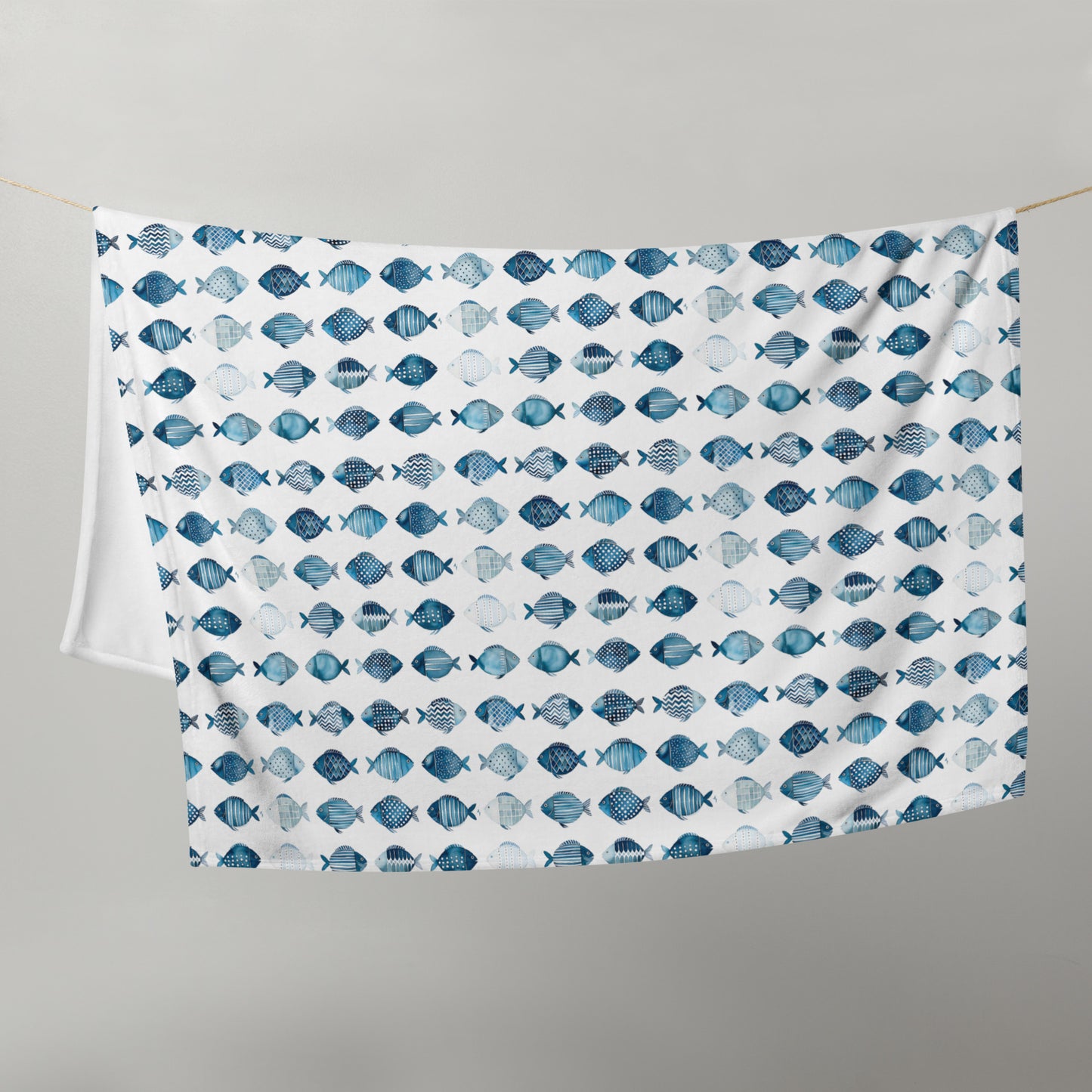 Blue School of Fish Cozy Plush Picnic Blanket