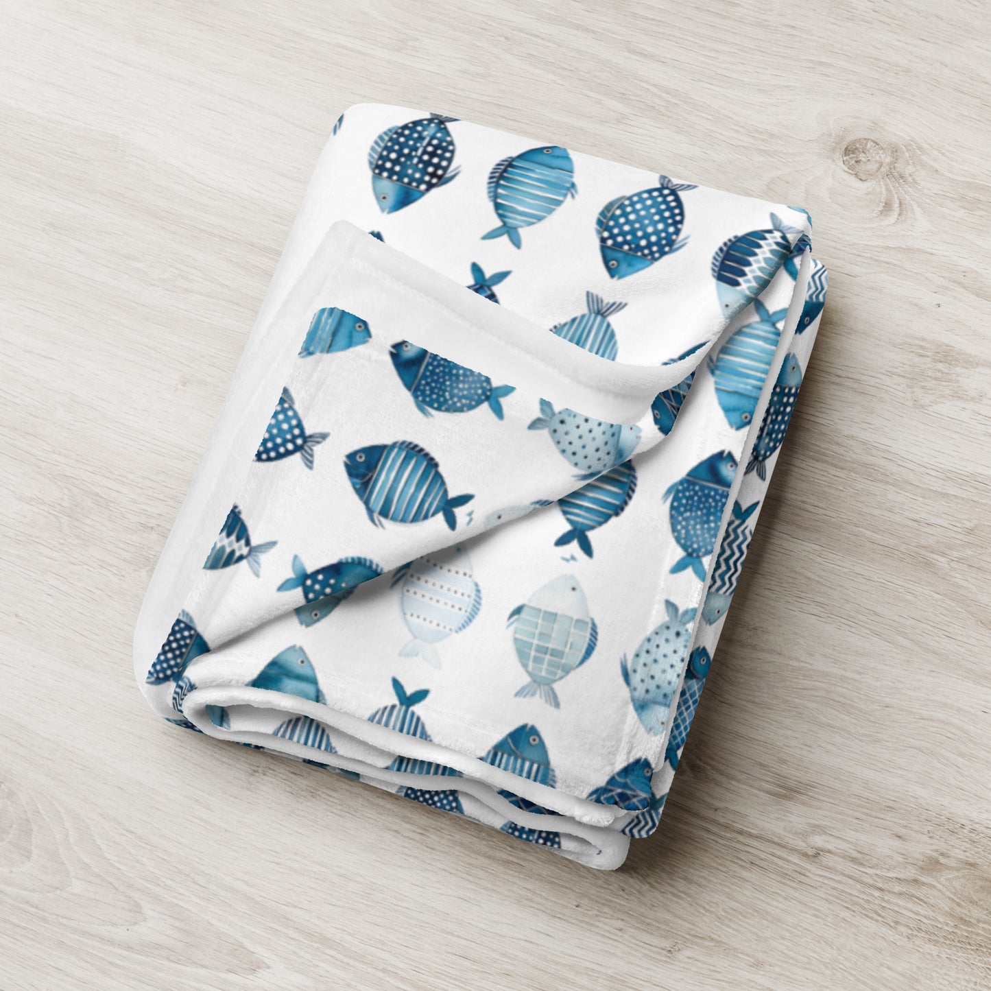 Blue School of Fish Cozy Plush Picnic Blanket