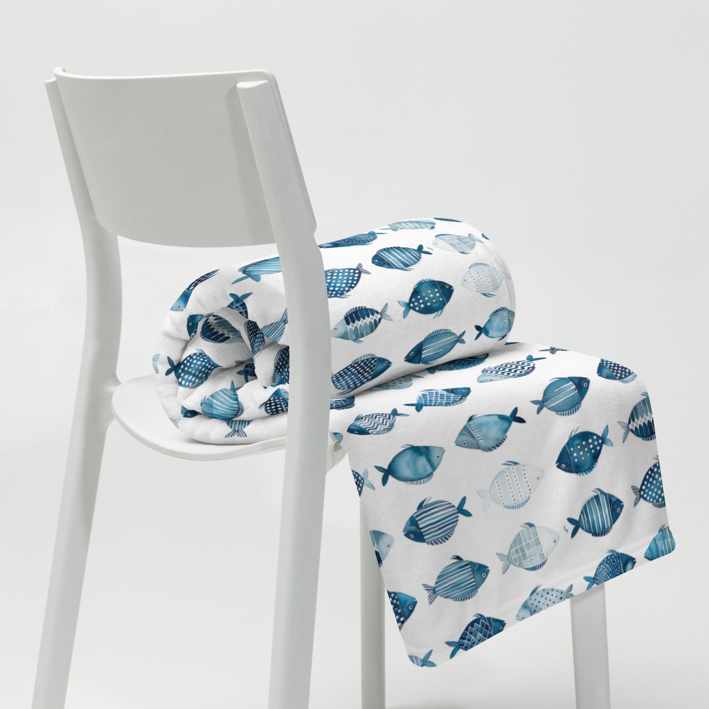 Blue School of Fish Cozy Plush Picnic Blanket