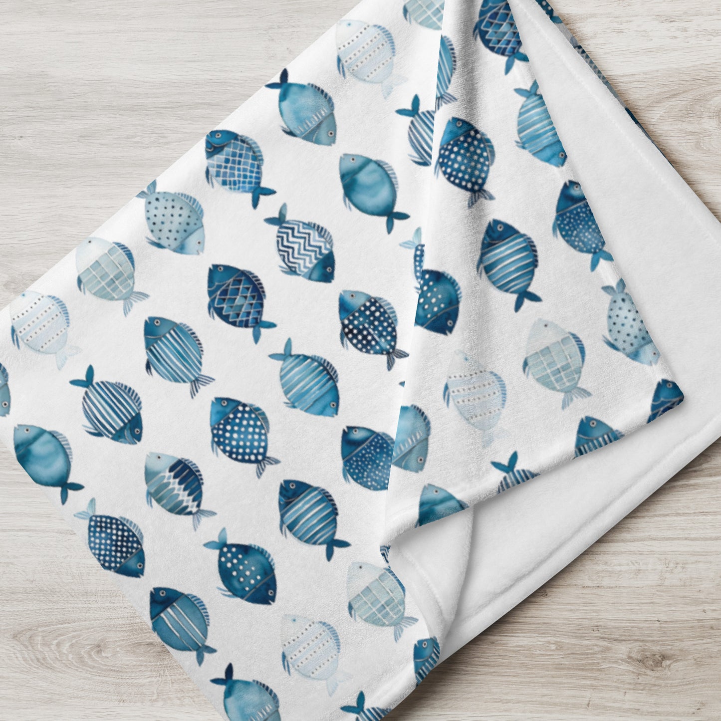 Blue School of Fish Cozy Plush Picnic Blanket