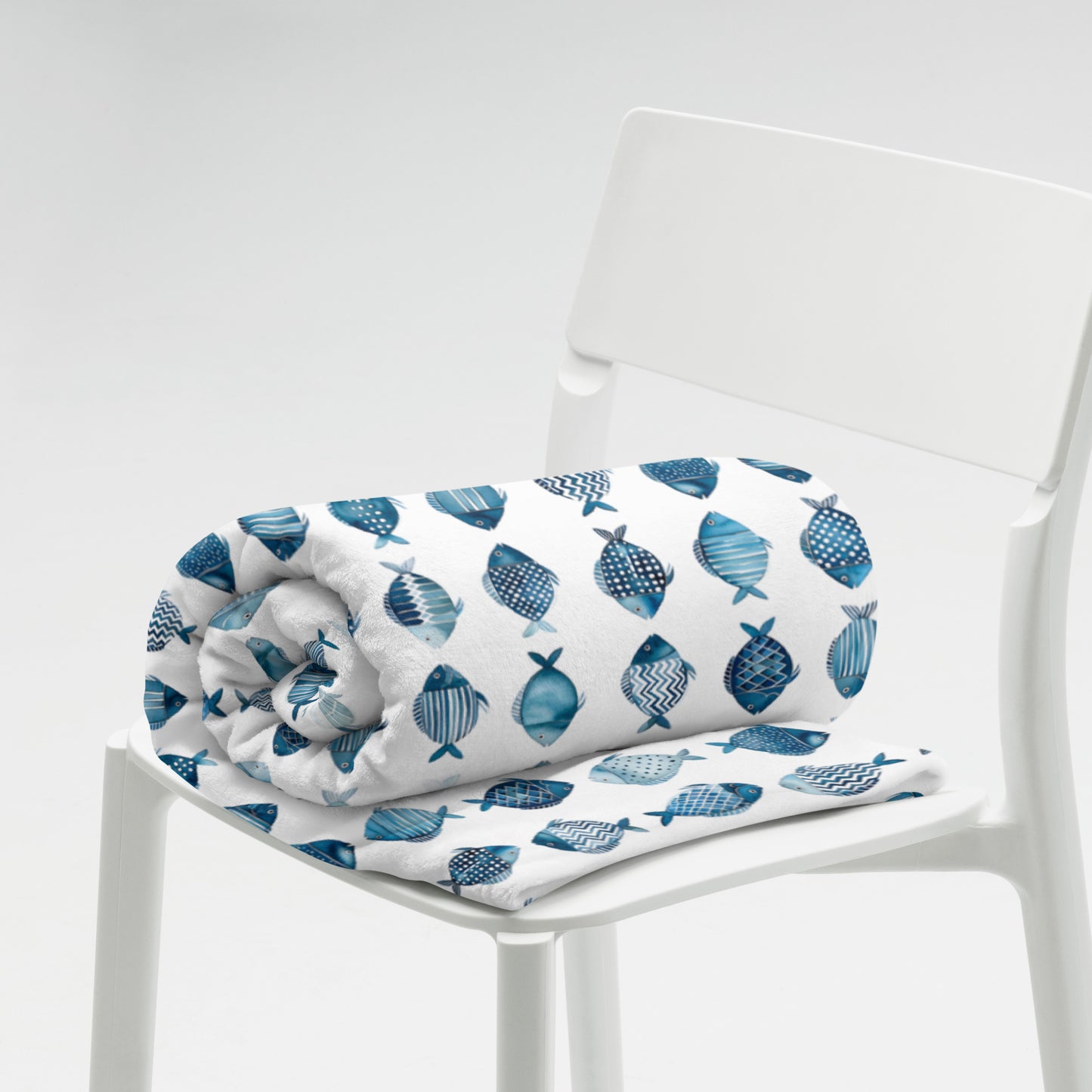 Blue School of Fish Cozy Plush Picnic Blanket
