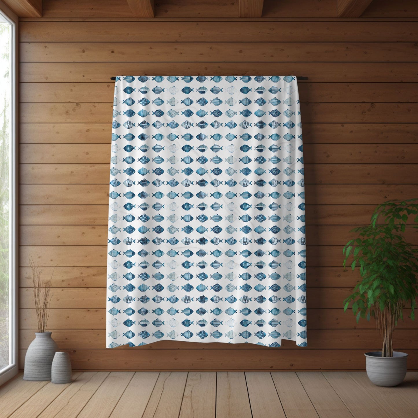 Blue School of Fish Cozy Plush Picnic Blanket