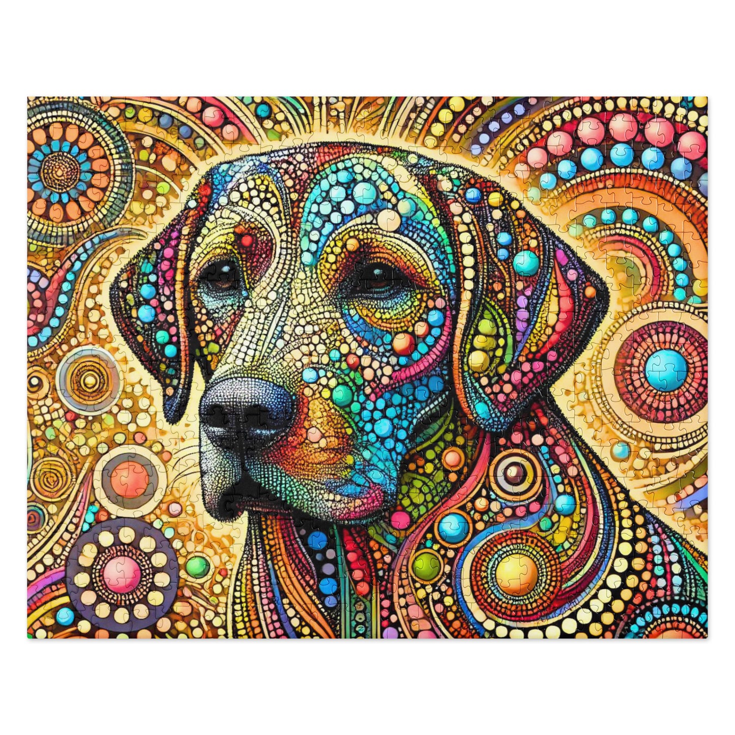 Colorful Labrador Dog Dot Art Puzzle (120, 252, 500-Piece)