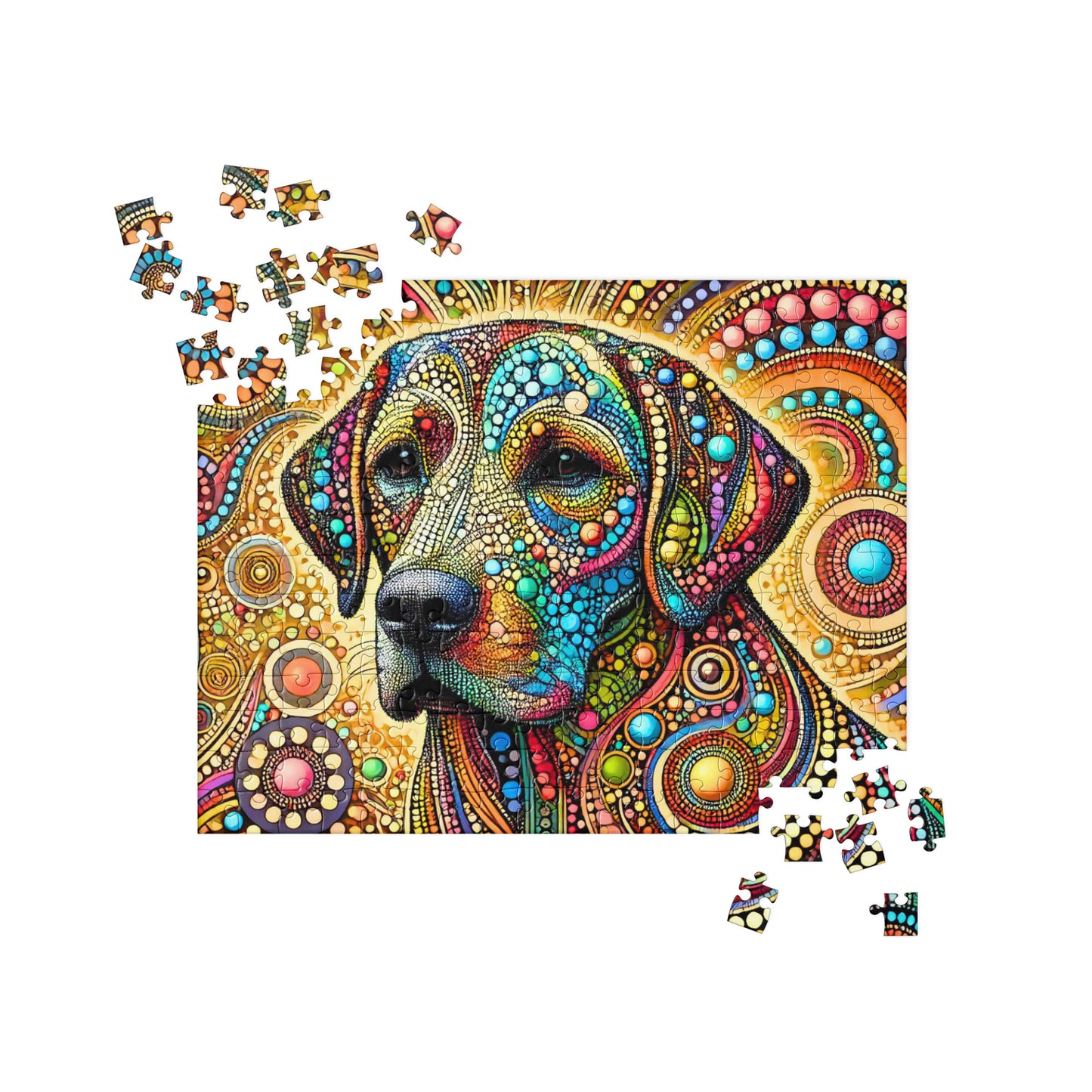Colorful Labrador Dog Dot Art Puzzle (120, 252, 500-Piece)