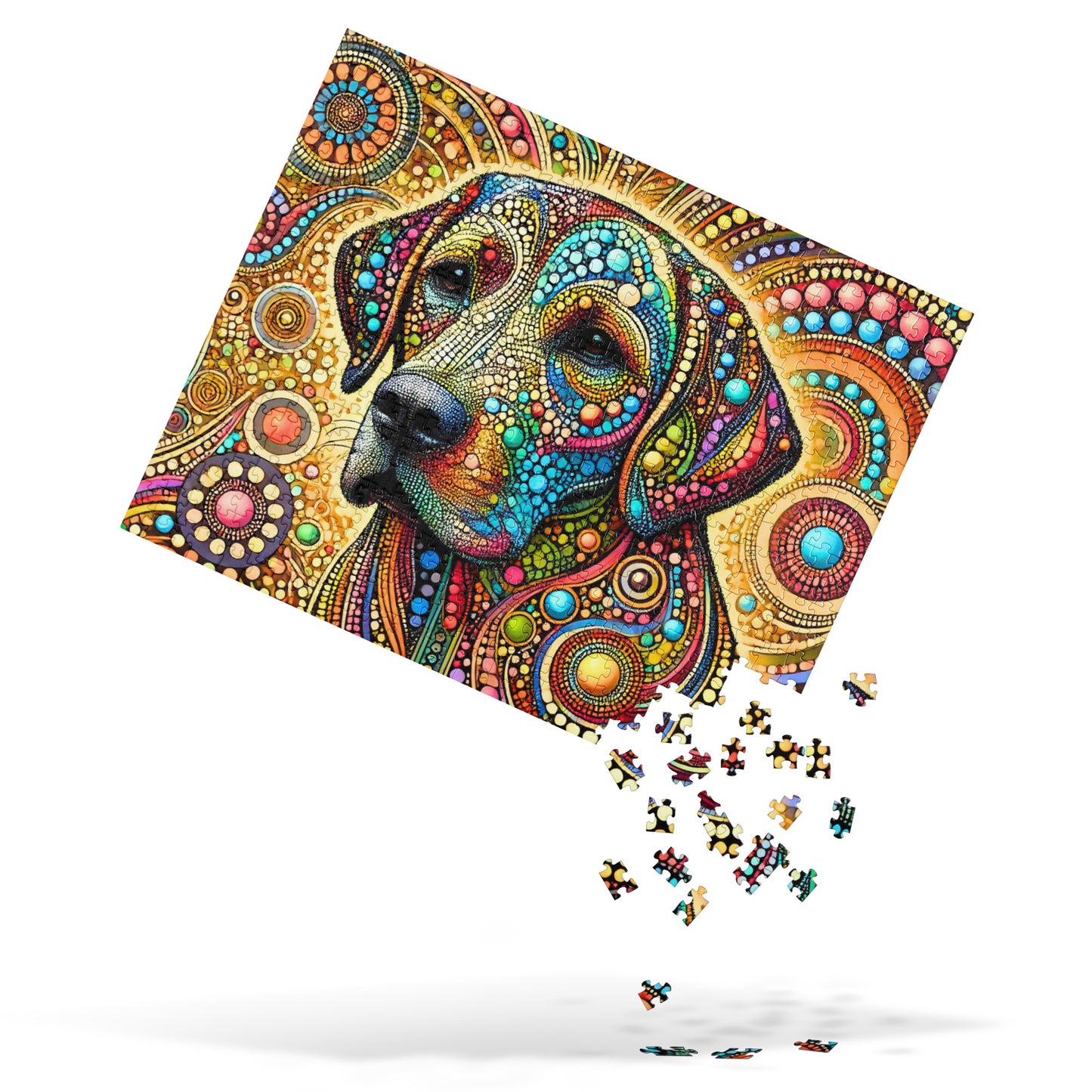 Colorful Labrador Dog Dot Art Puzzle (120, 252, 500-Piece)