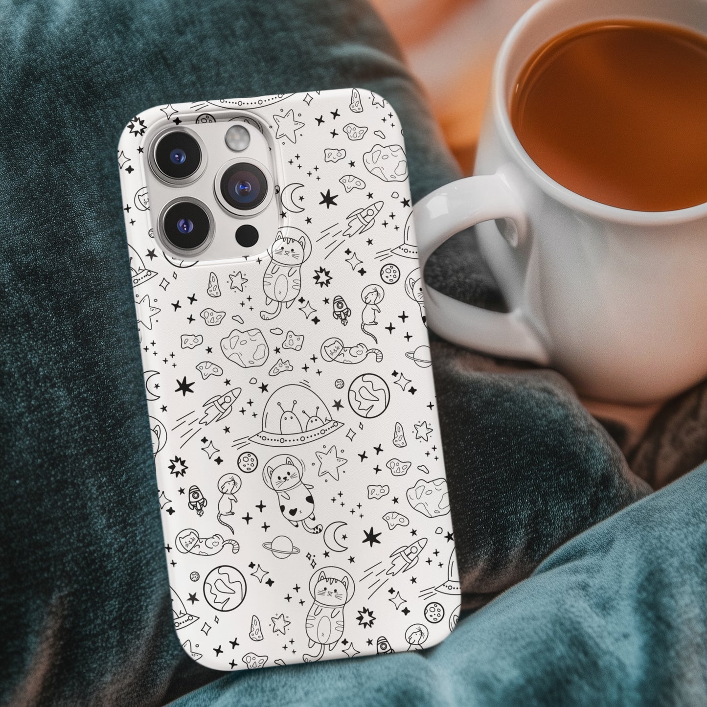 Cosmic Space Cats Doodle Tough iPhone Case