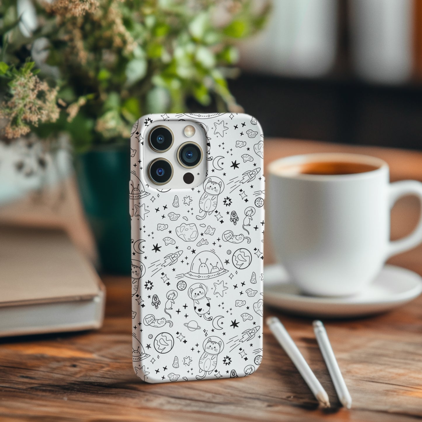 Cosmic Space Cats Doodle Tough iPhone Case