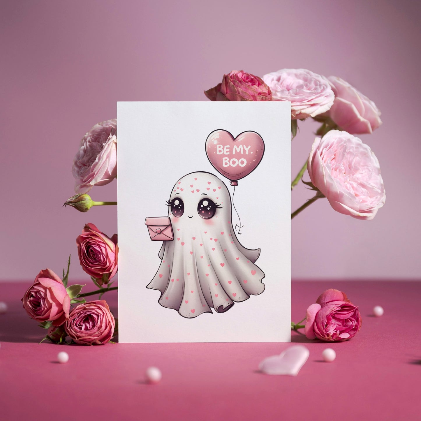 Cute "Be my Boo" Ghost Valentine's Day Greeting Card