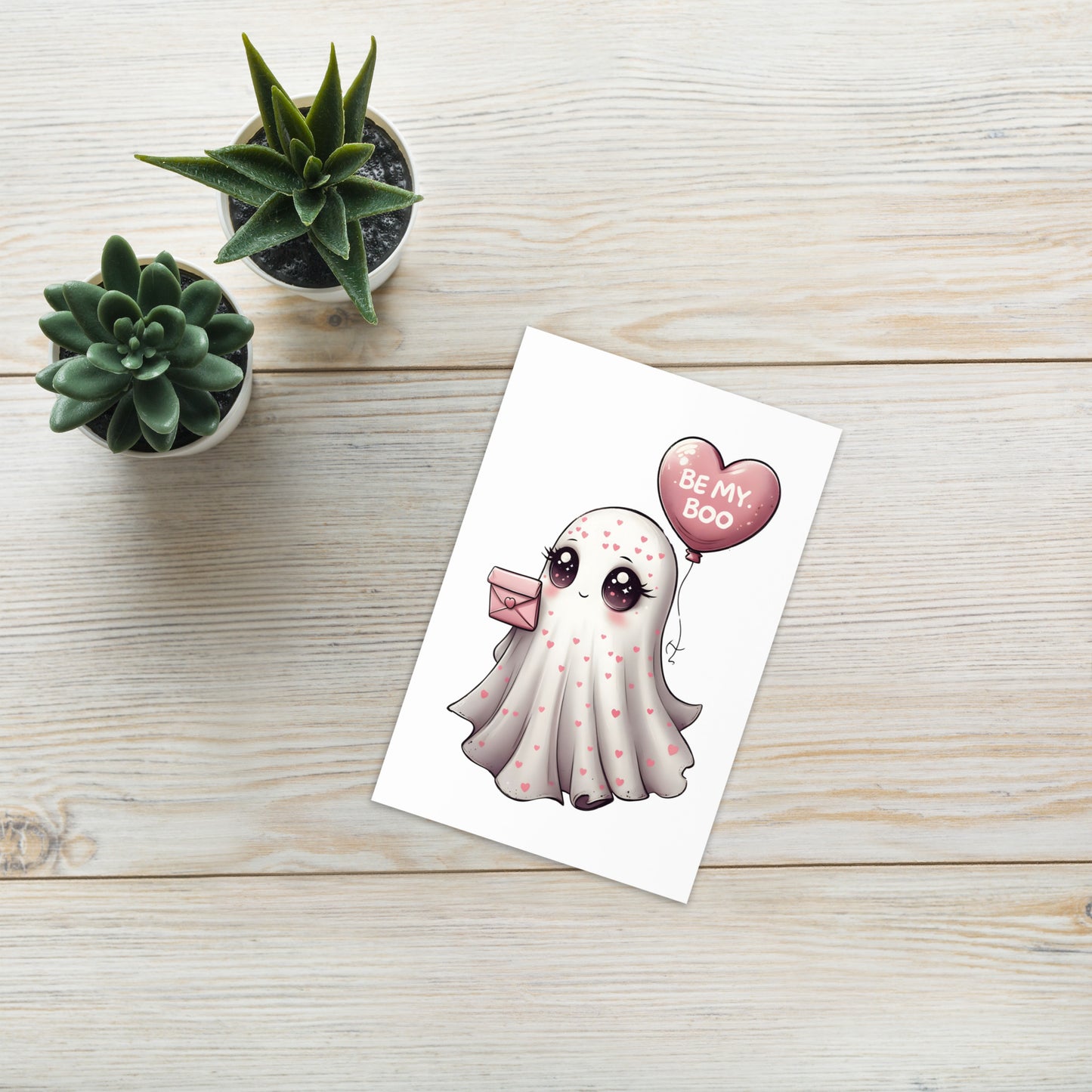 Cute "Be my Boo" Ghost Valentine's Day Greeting Card
