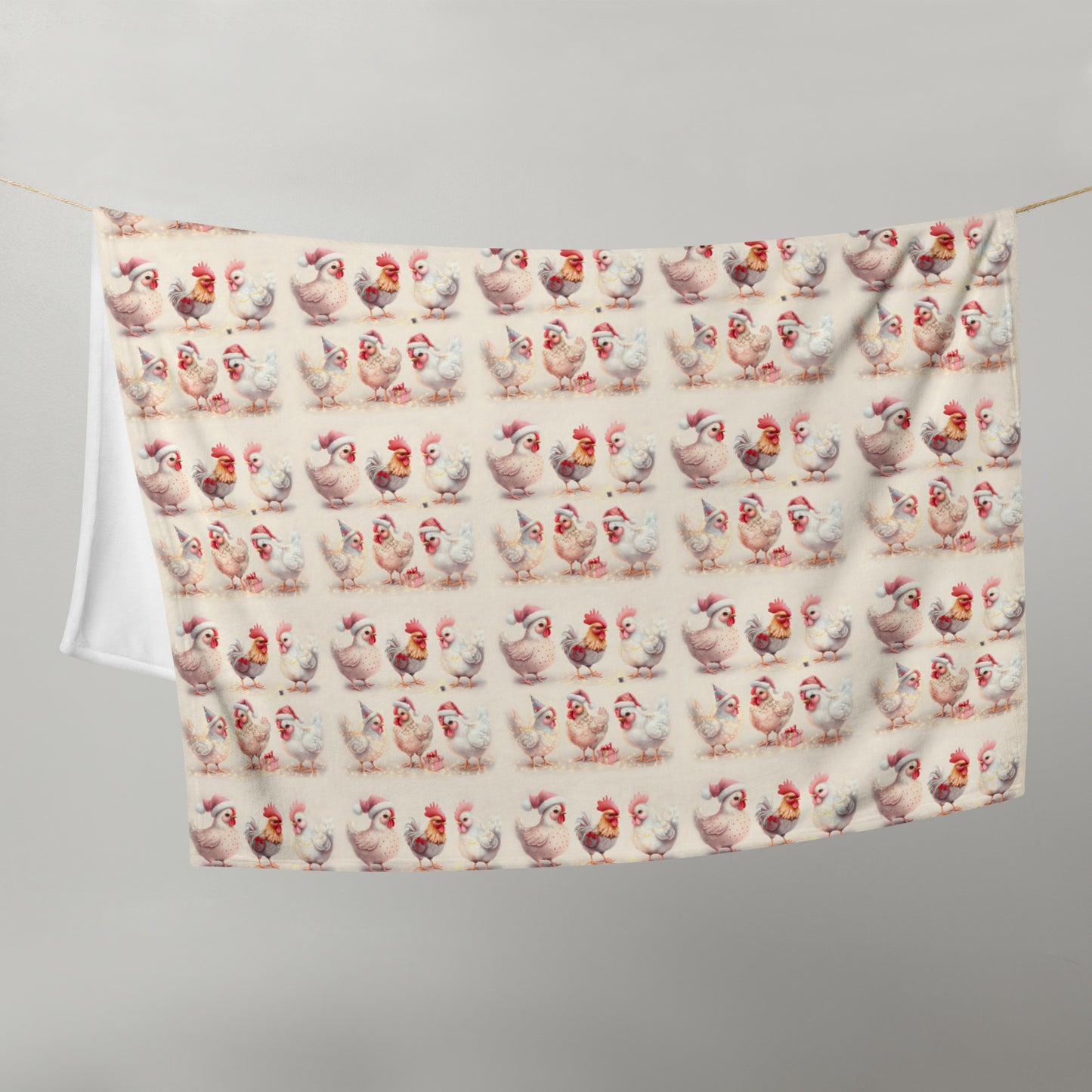 Cute Chicken Christmas Party Cozy Plush Blanket