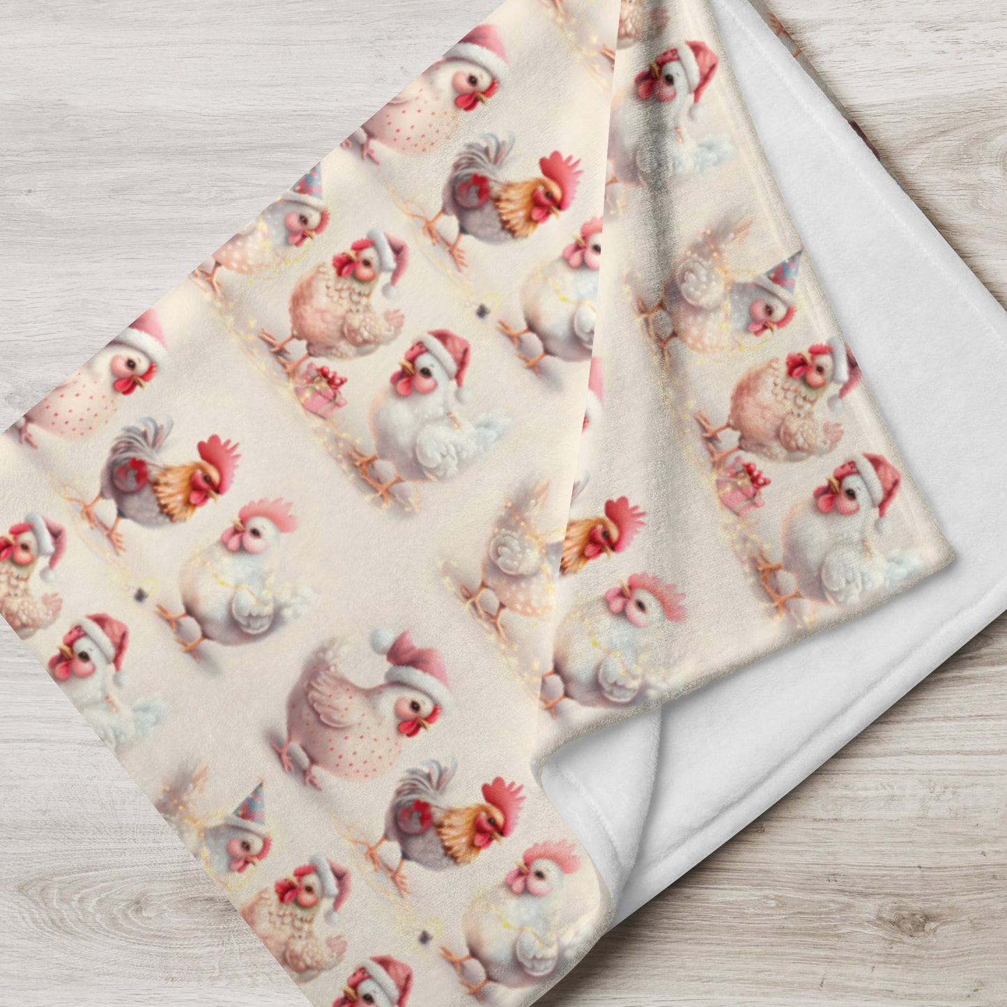 Cute Chicken Christmas Party Cozy Plush Blanket
