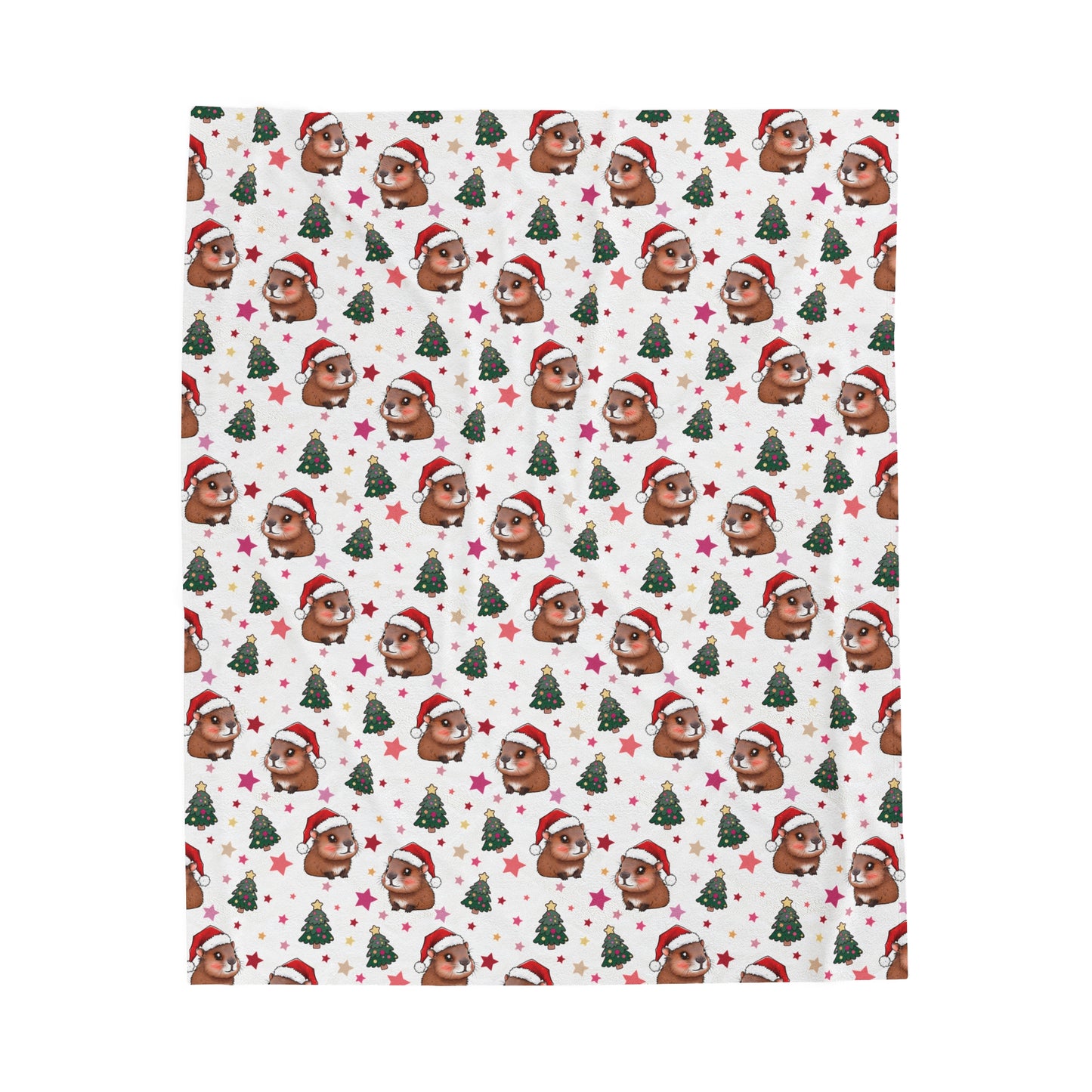 Cute Christmas Capybaras Cozy Velveteen Plush Blanket 50x60 inches