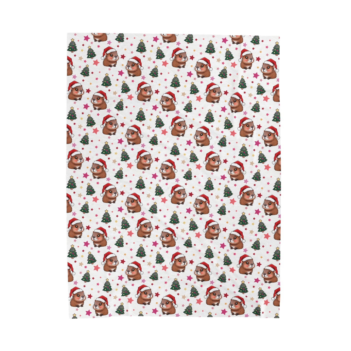 Cute Christmas Capybaras Cozy Velveteen Plush Blanket 60x80 inches