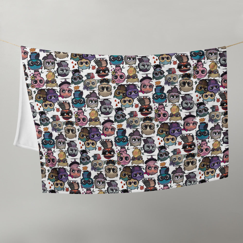 Cute Flock of Owls Cozy Velveteen Plush Blanket