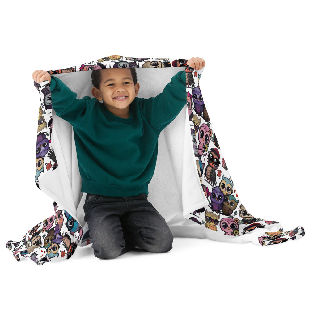 Cute Flock of Owls Cozy Velveteen Plush Blanket