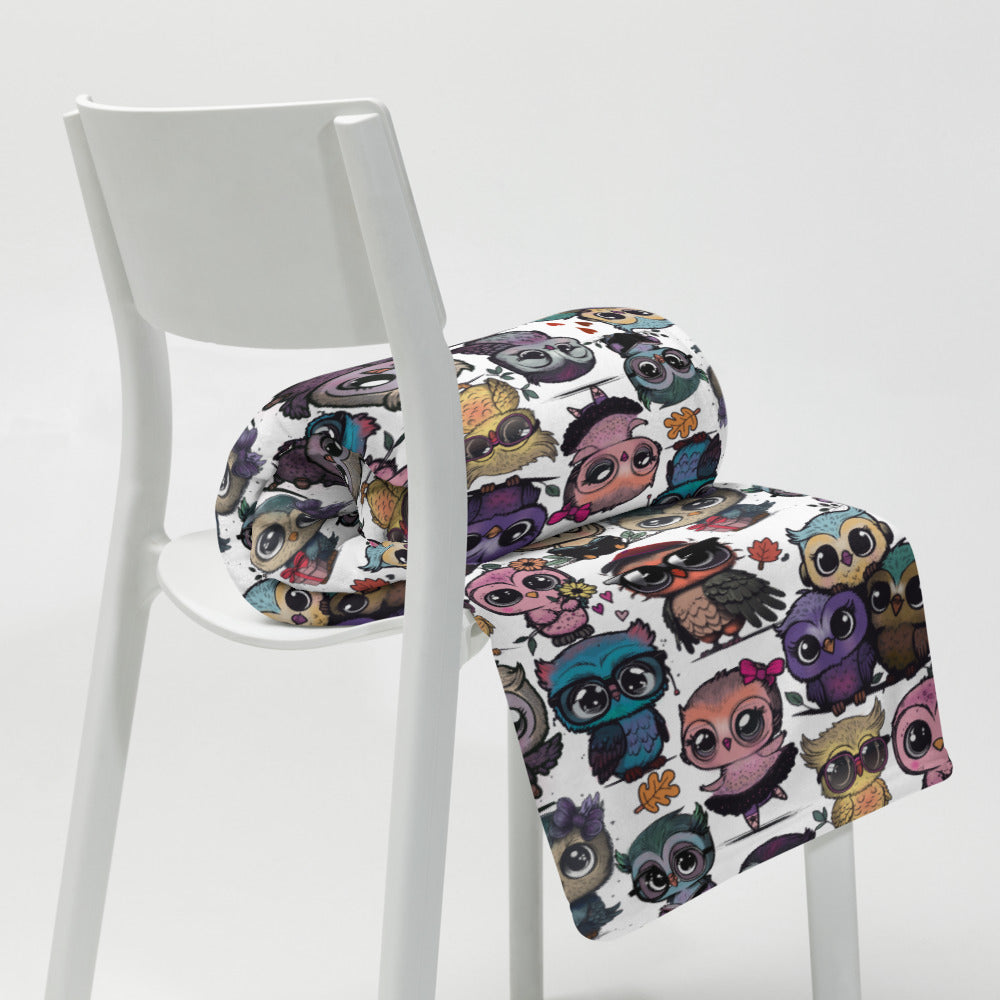 Cute Flock of Owls Cozy Velveteen Plush Blanket