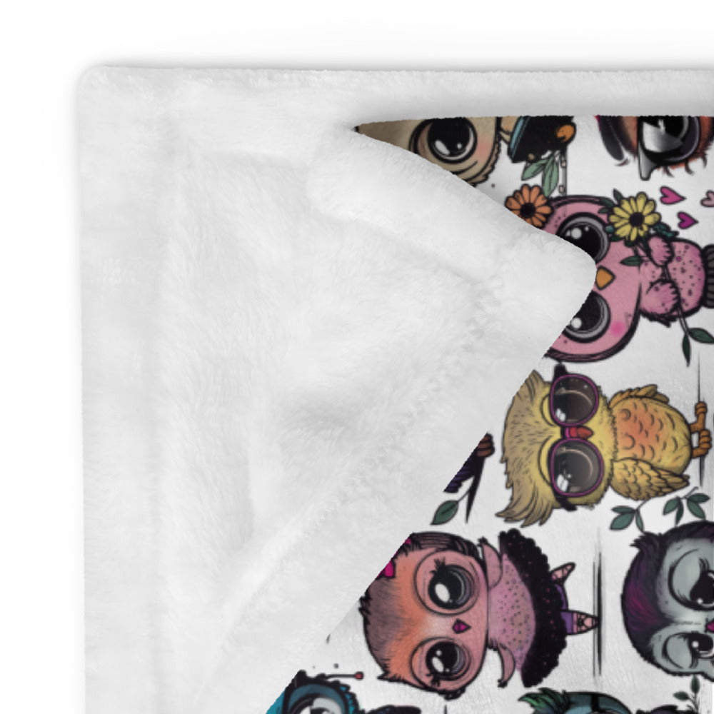 Cute Flock of Owls Cozy Velveteen Plush Blanket