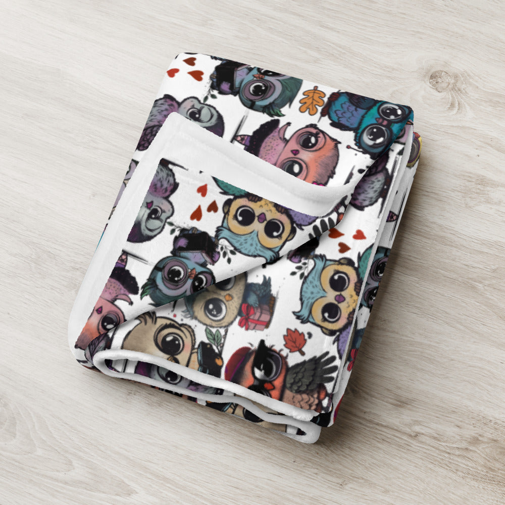 Cute Flock of Owls Cozy Velveteen Plush Blanket