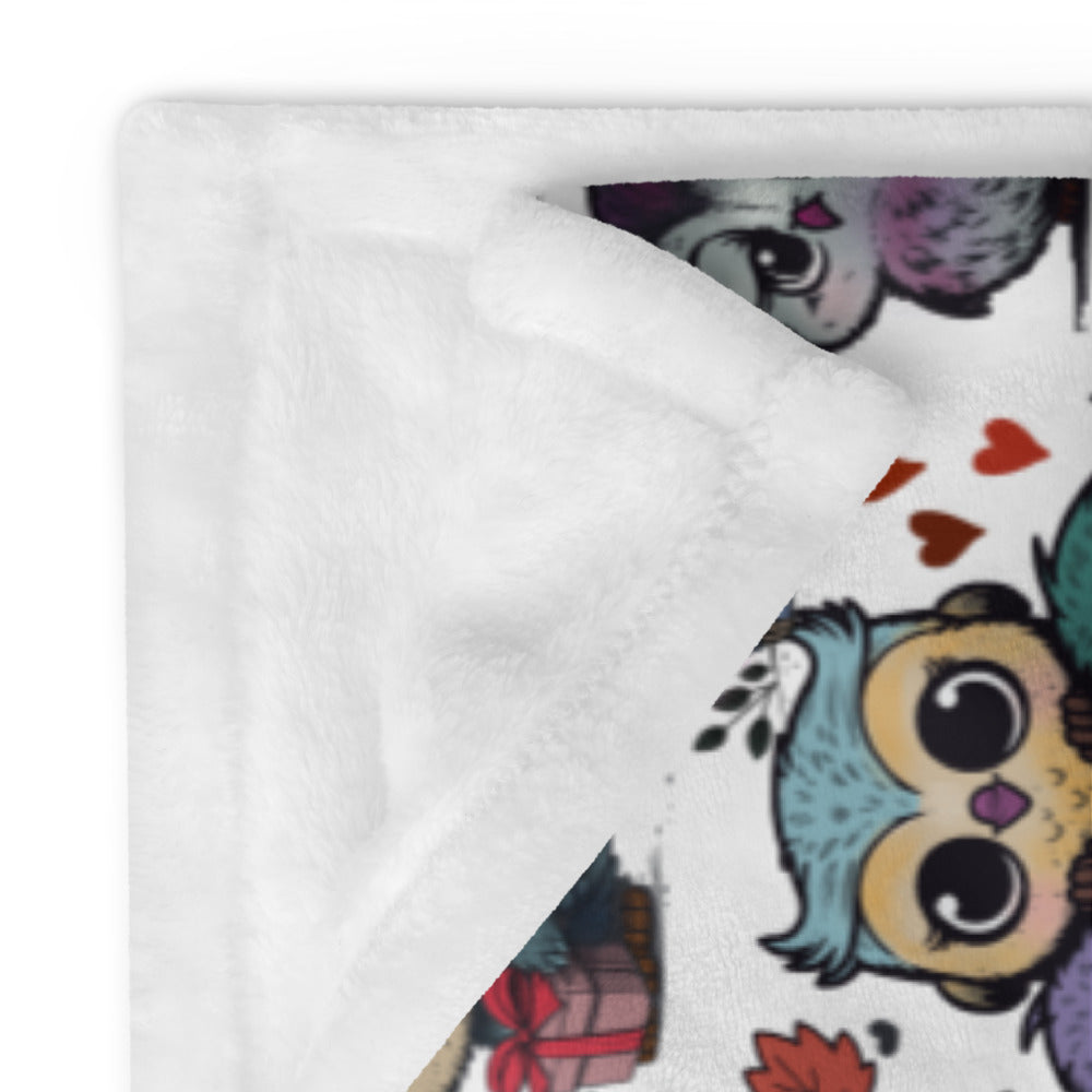 Cute Flock of Owls Cozy Velveteen Plush Blanket