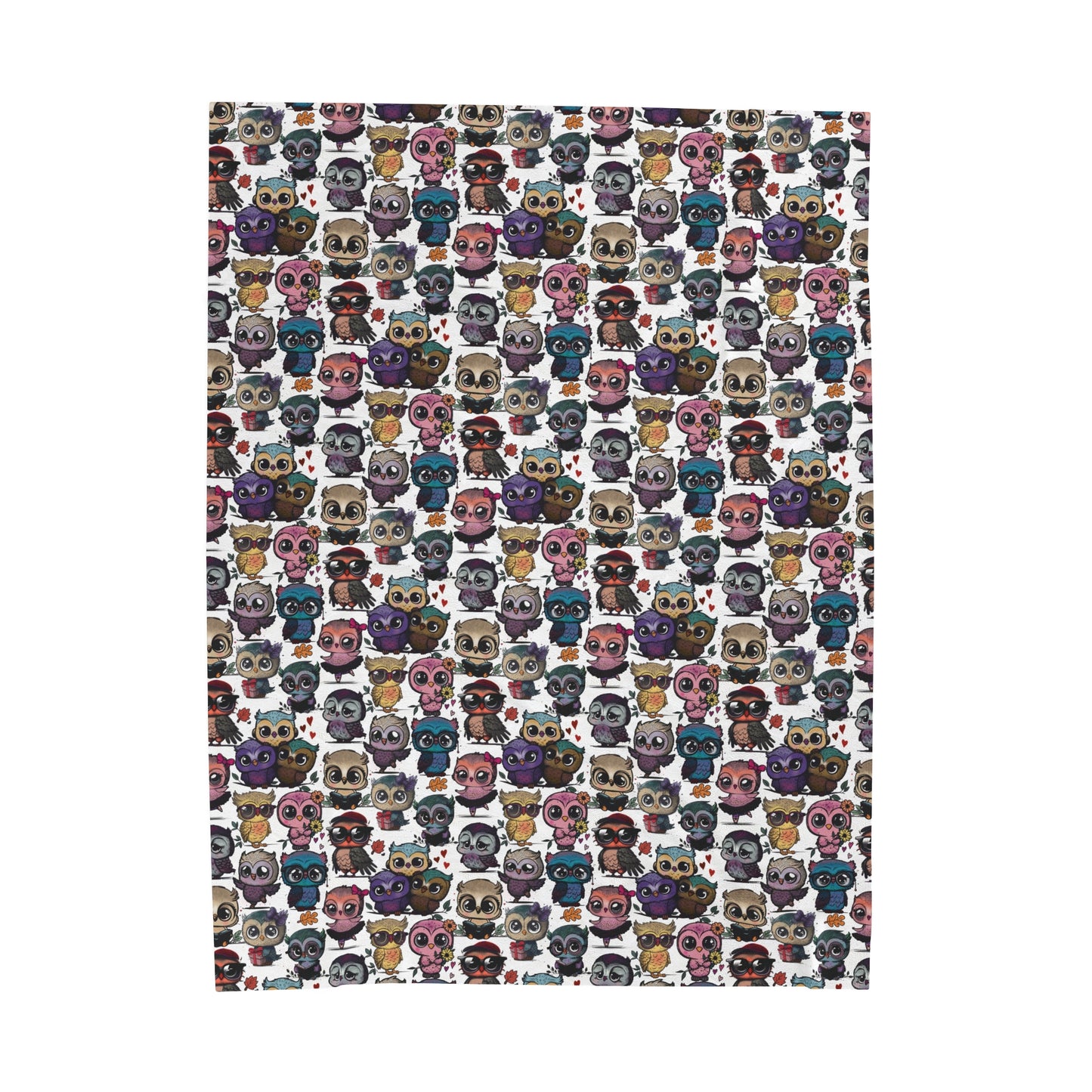 Cute Flock of Owls Cozy Velveteen Plush Blanket 60x80 inch