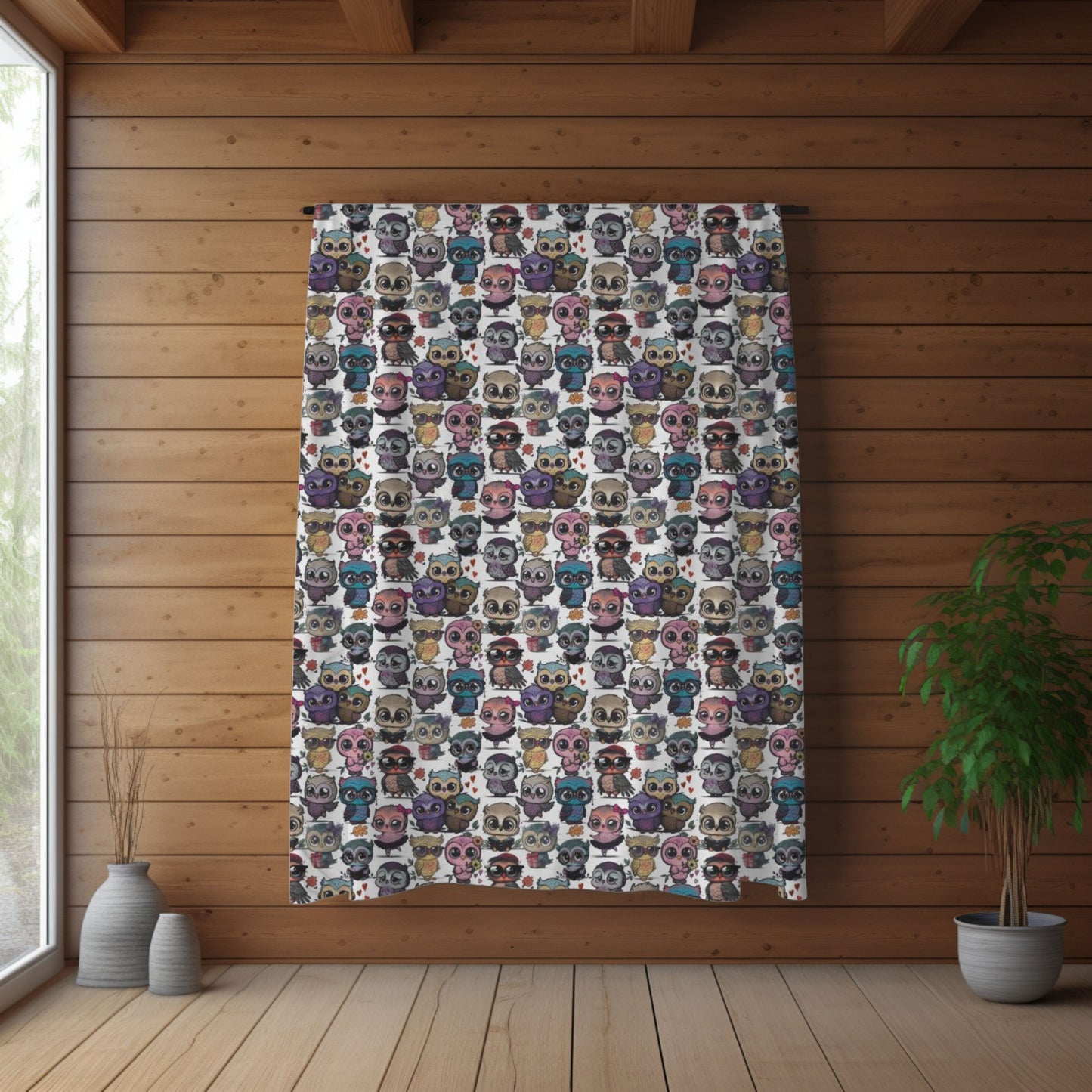 Cute Flock of Owls Cozy Velveteen Plush Blanket