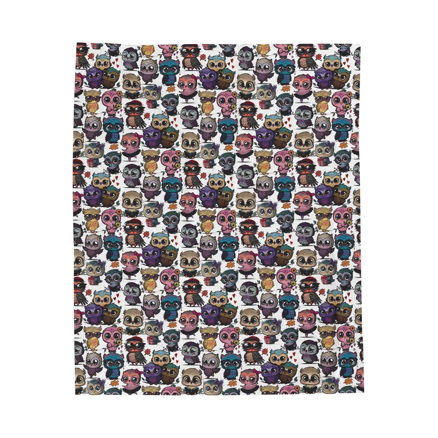 Cute Flock of Owls Cozy Velveteen Plush Blanket 50x60 inch