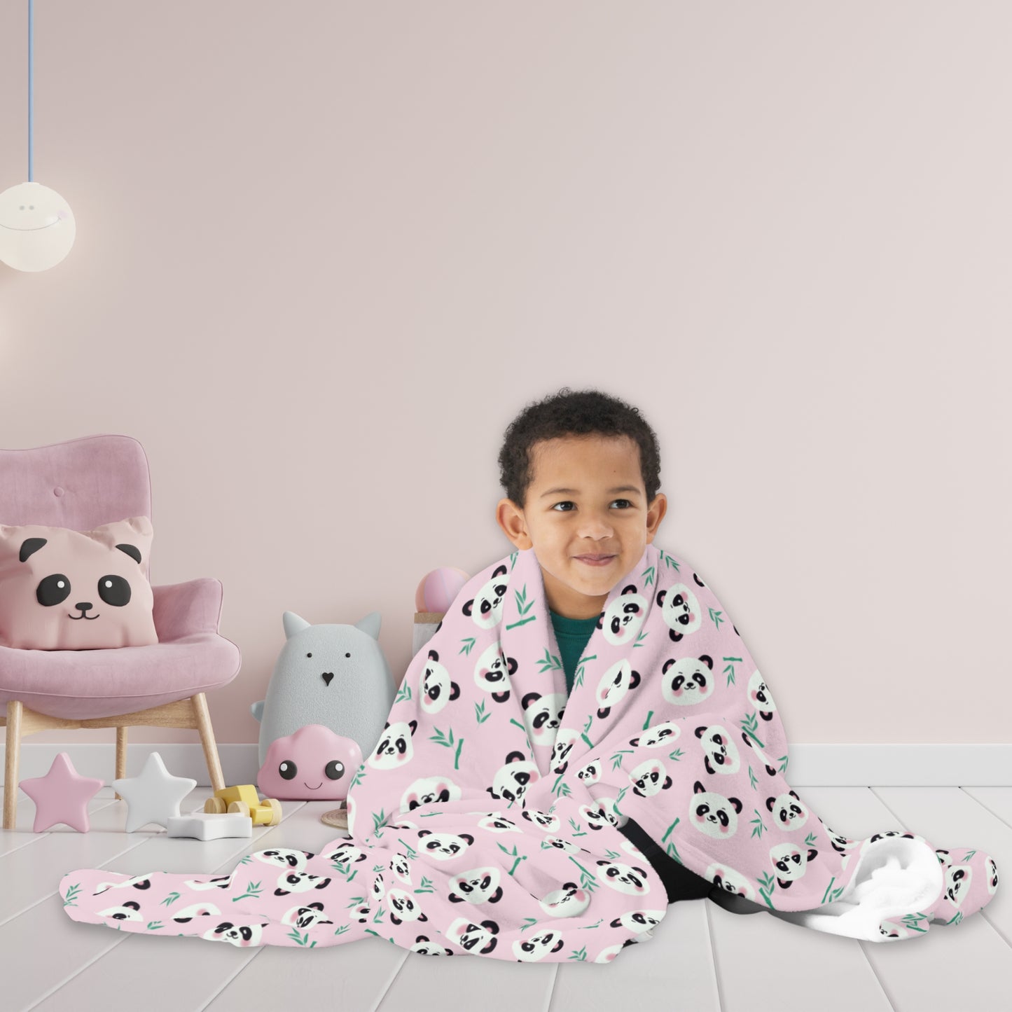 Cute Panda Faces Pink Cozy Plush Blanket