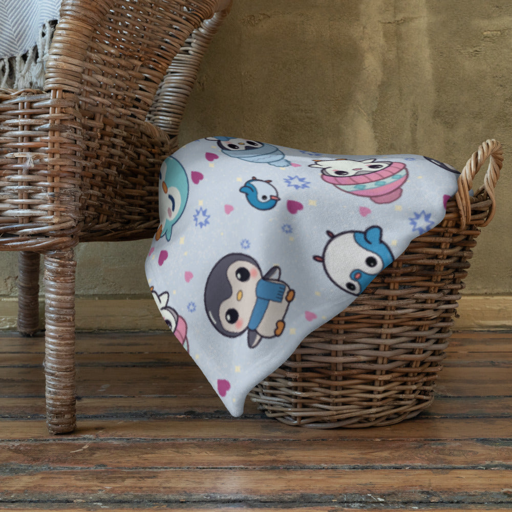 Cute Winter Penguin Cozy Velveteen Plush Blanket