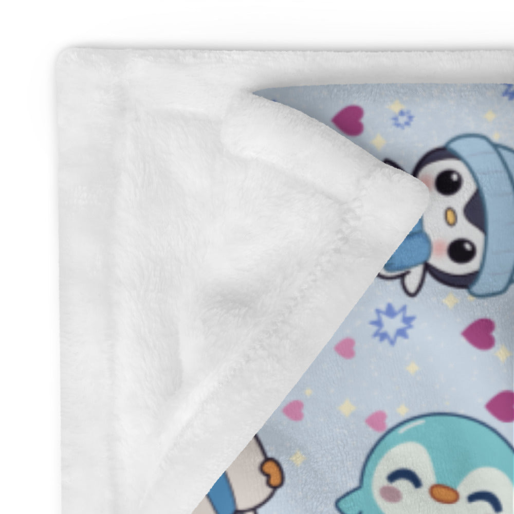 Cute Winter Penguin Cozy Velveteen Plush Blanket