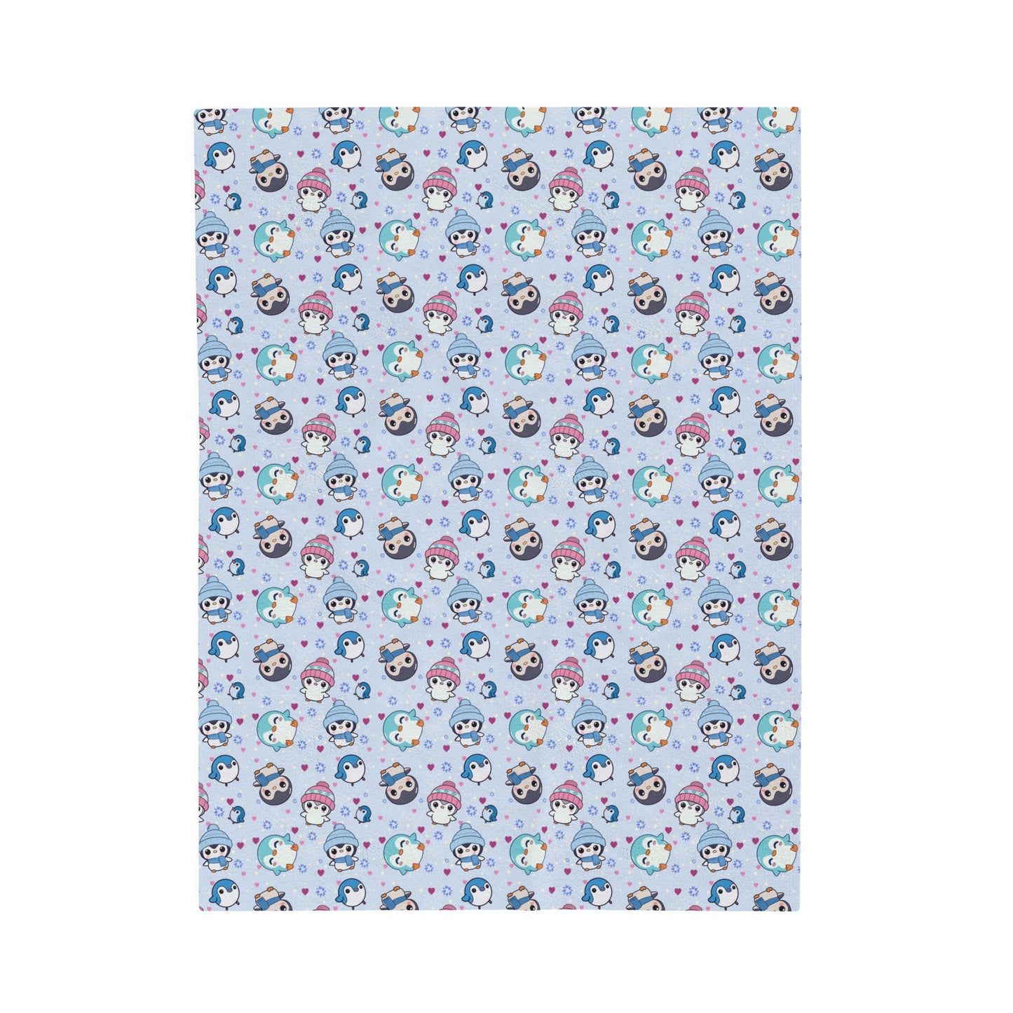 Cute Winter Penguin Cozy Velveteen Plush baby Blanket