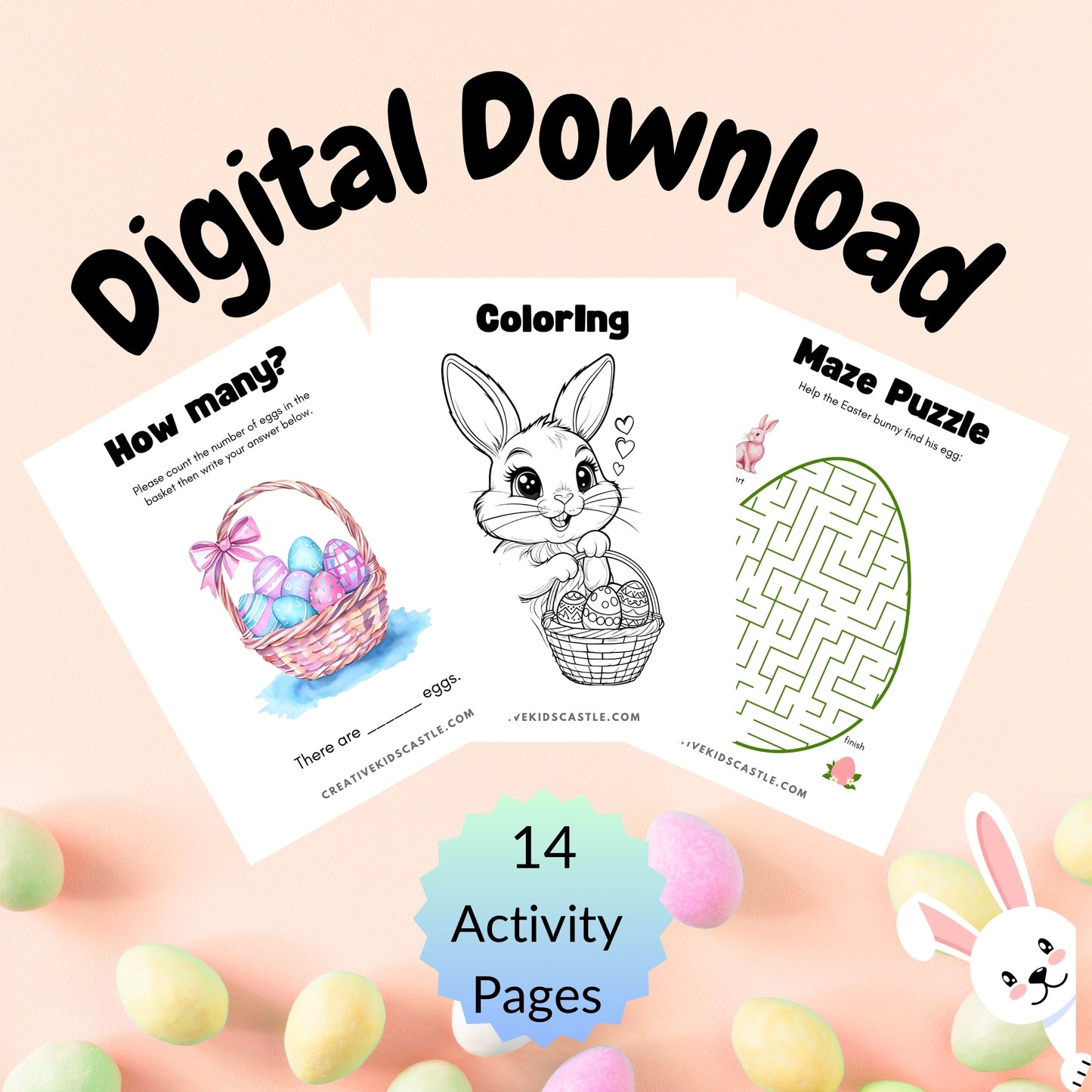 Easter Fun - Cute Easter Themed Printable Activity Pack (14 pages)