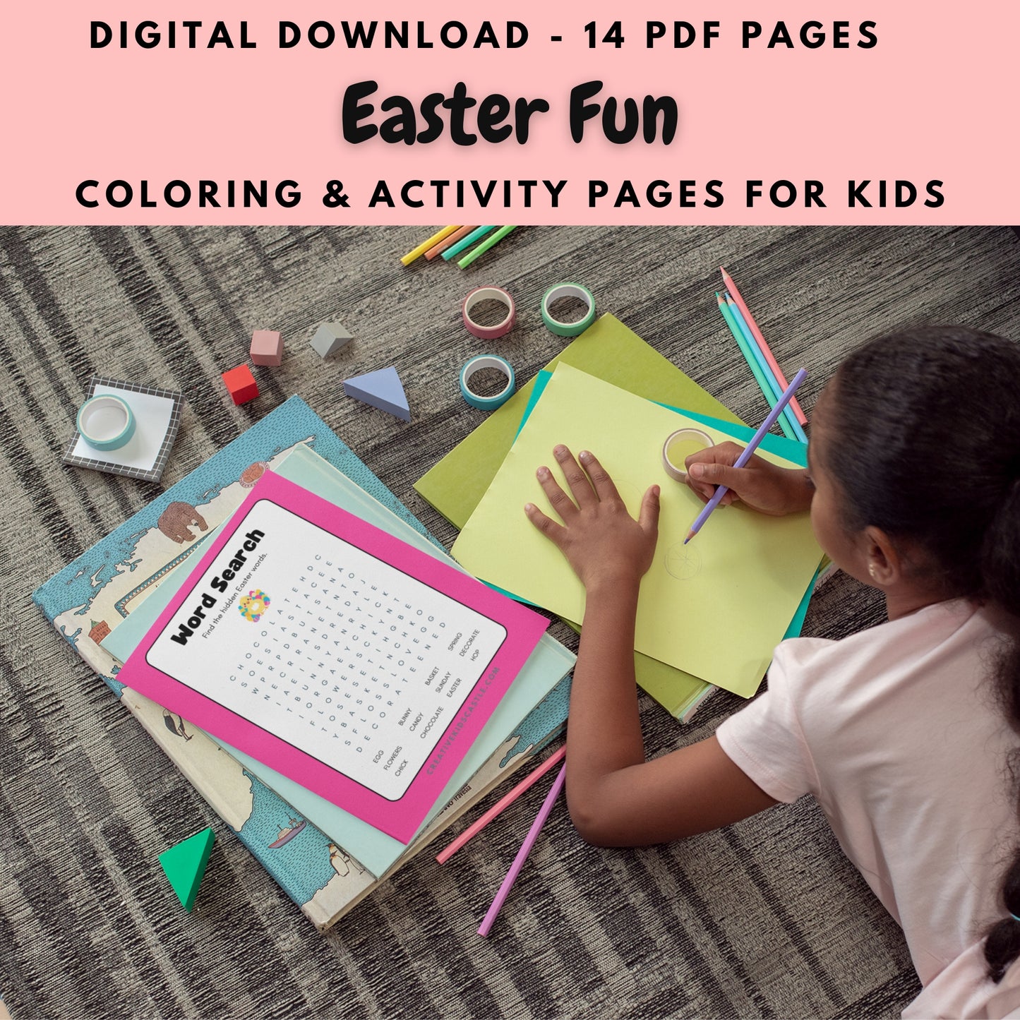 Easter Fun - Cute Easter Themed Printable Activity Pack (14 pages)