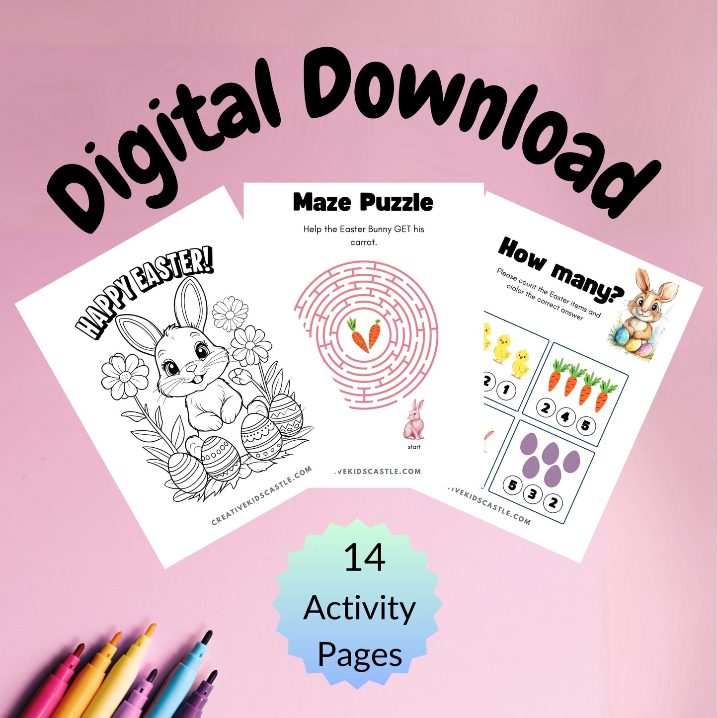 Easter Fun - Cute Easter Themed Printable Activity Pack (14 pages)