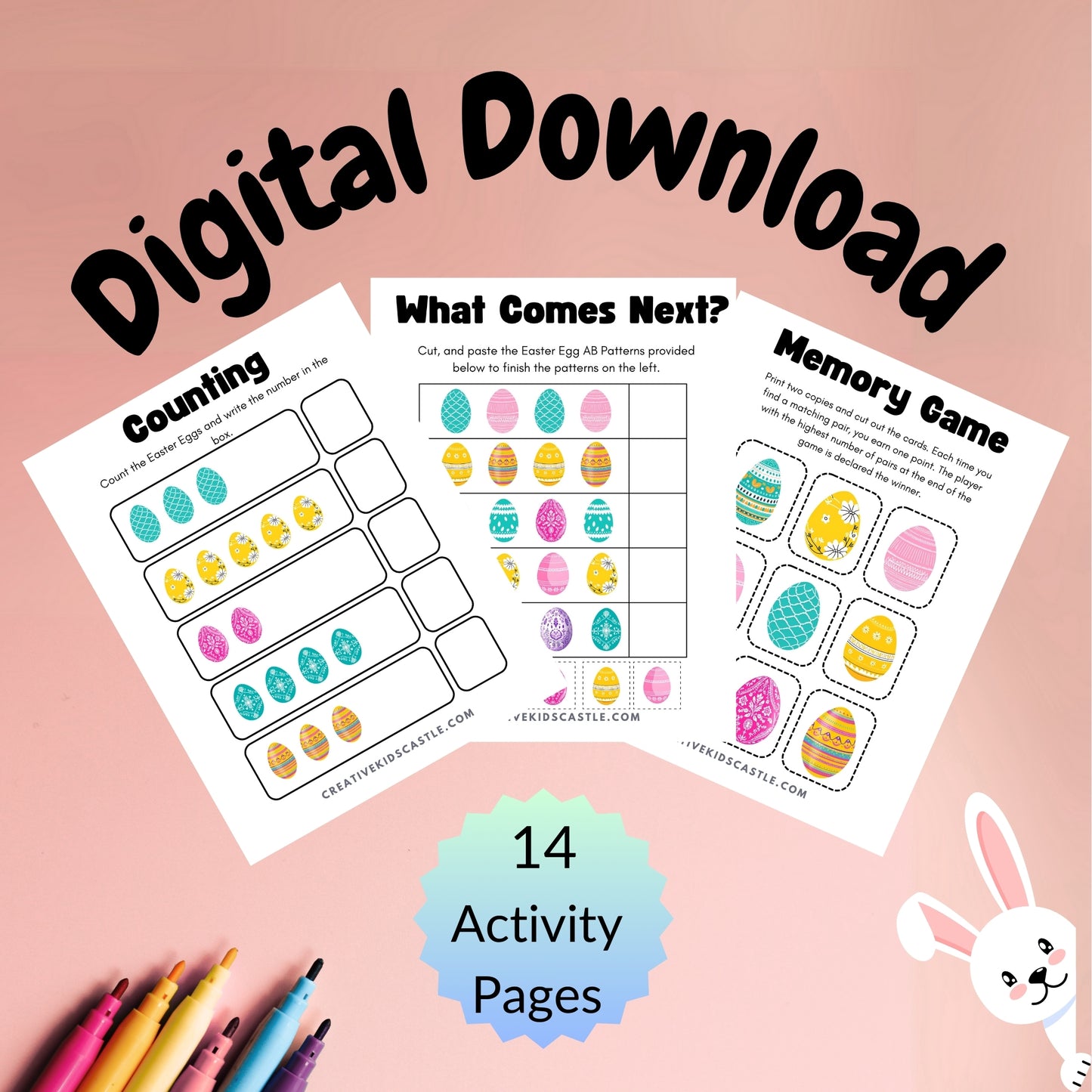 Easter Fun - Cute Easter Themed Printable Activity Pack (14 pages)