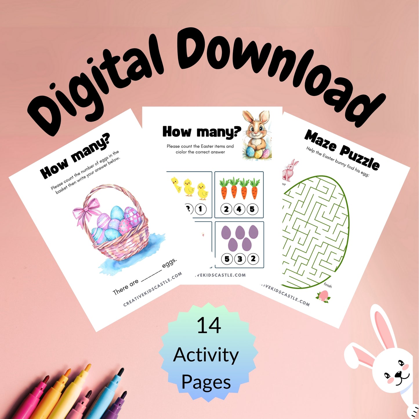 Easter Fun - Cute Easter Themed Printable Activity Pack (14 pages)
