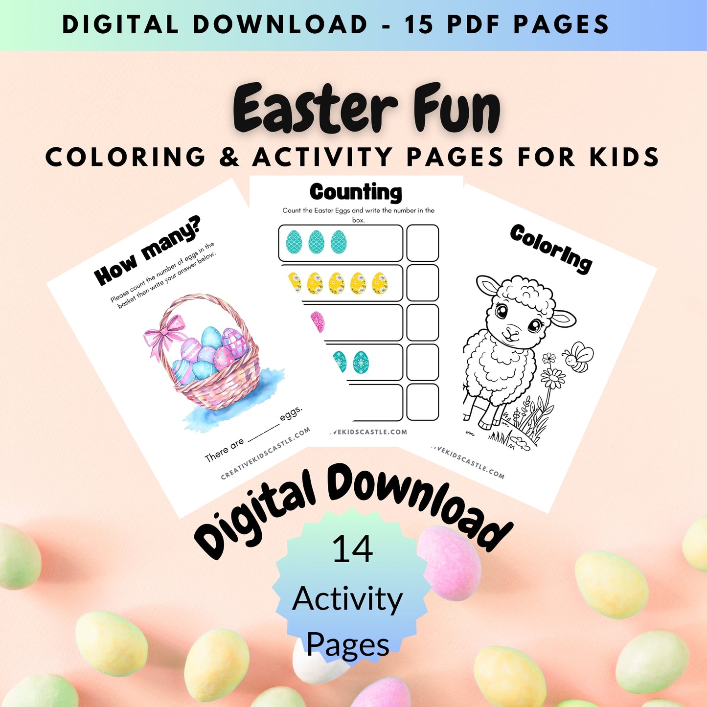 Easter Fun - Cute Easter Themed Printable Activity Pack (14 pages)