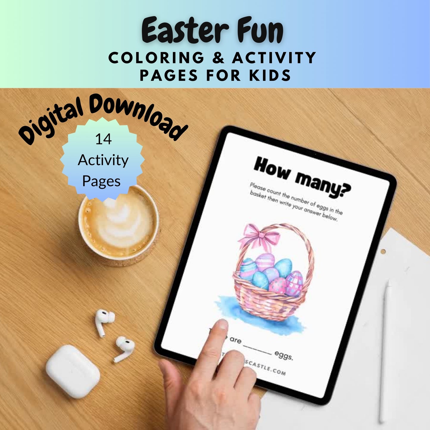 Easter Fun - Cute Easter Themed Printable Activity Pack (14 pages)