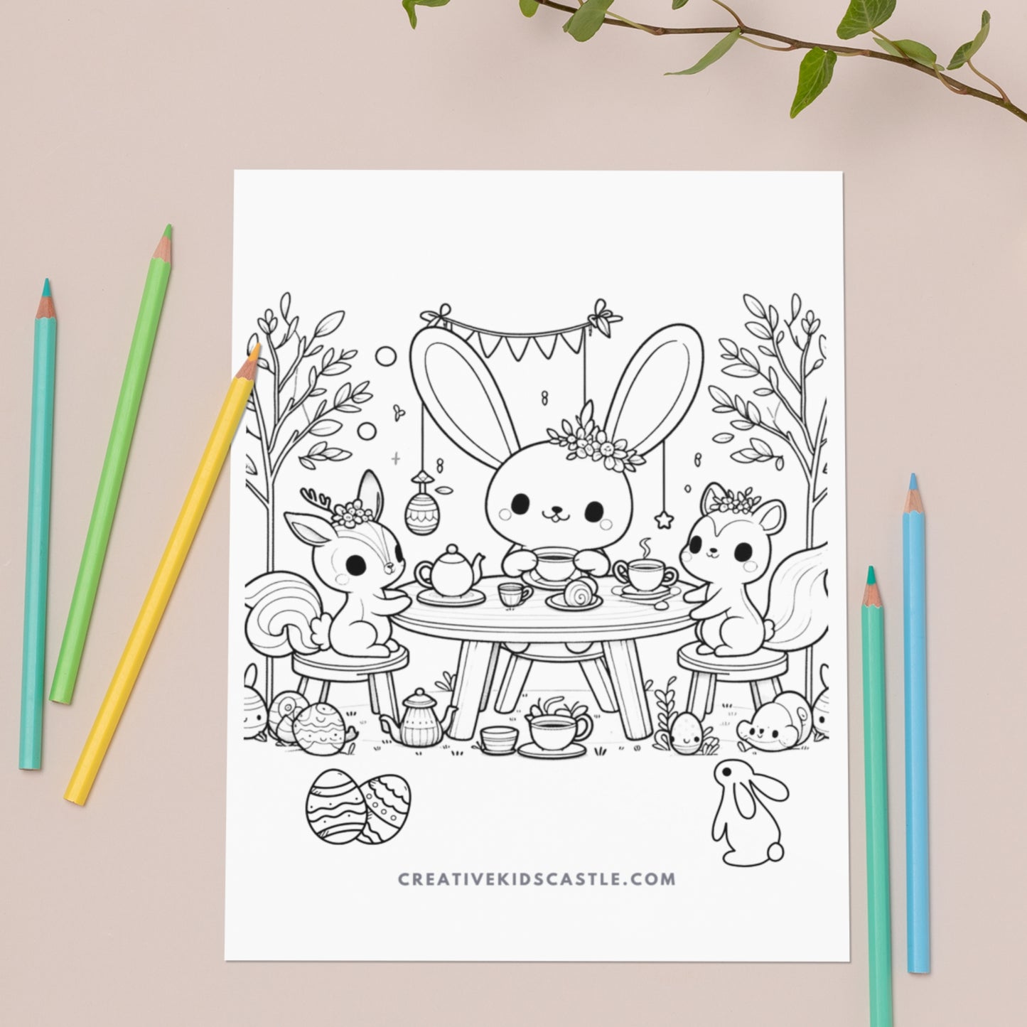 Easter Bunny Fun - Cute Easter Themed Printable Coloring Pages (14 pages)