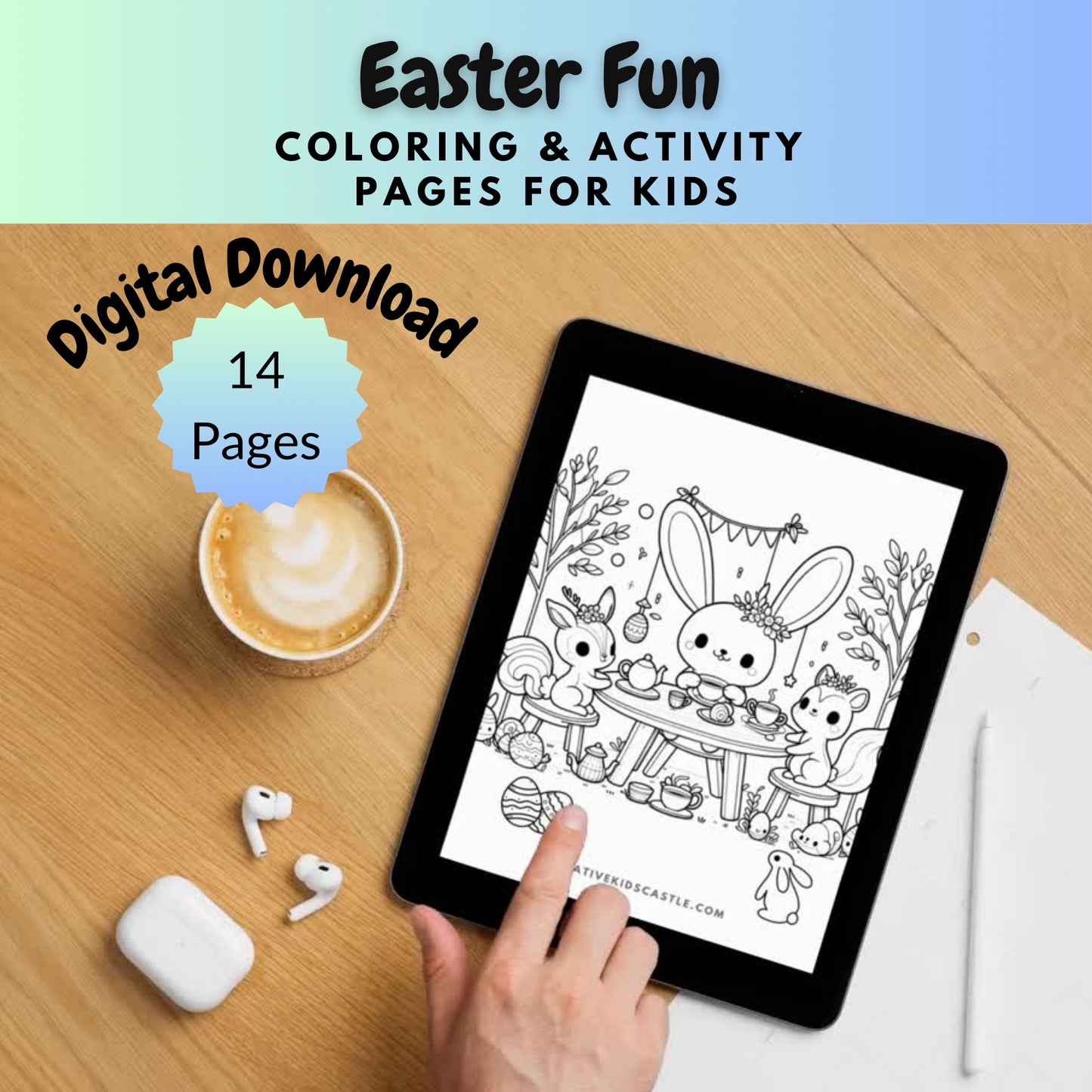 Easter Bunny Fun - Cute Easter Themed Printable Coloring Pages (14 pages)