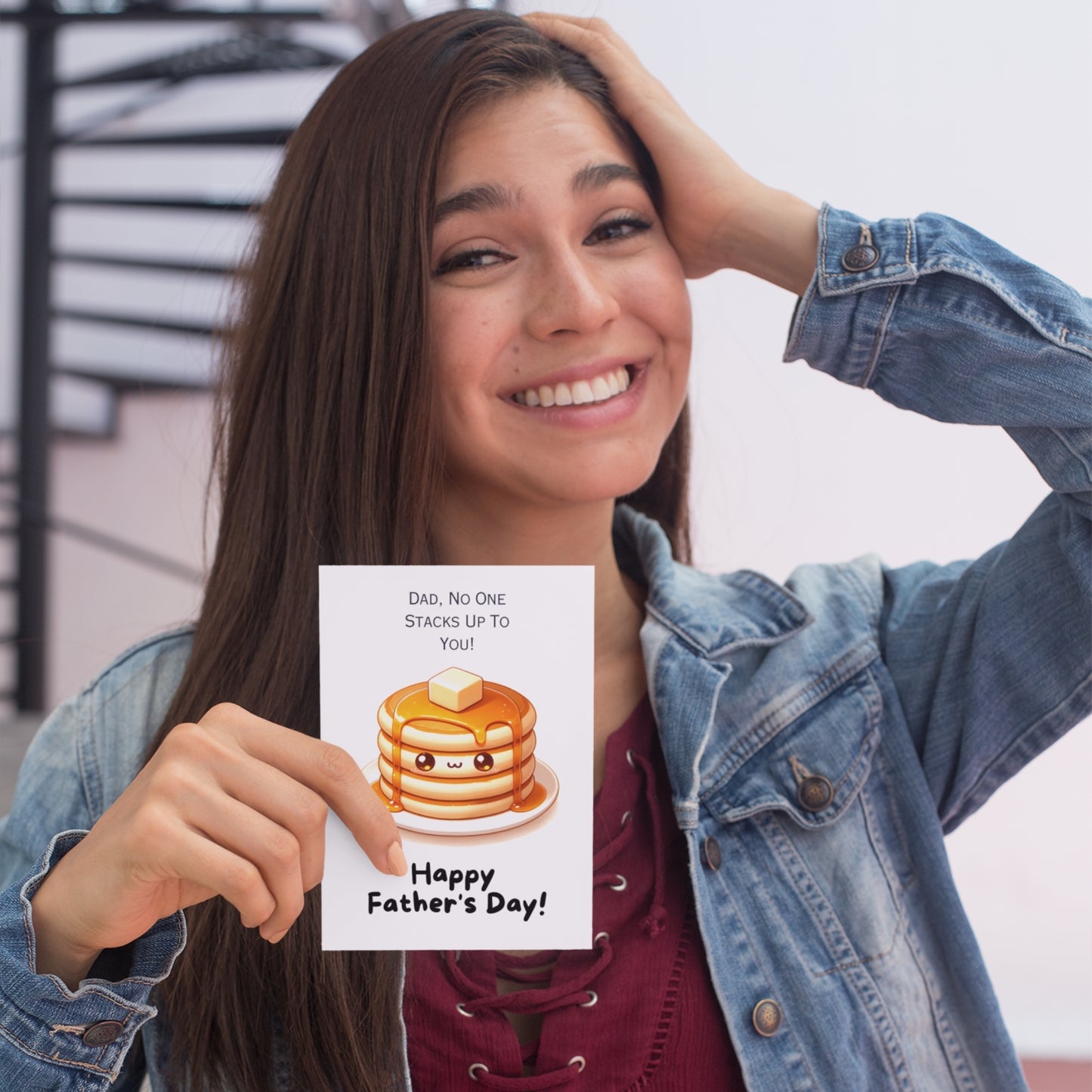 "No One Stacks Up To You" Pancake Stack Fathers Day Card