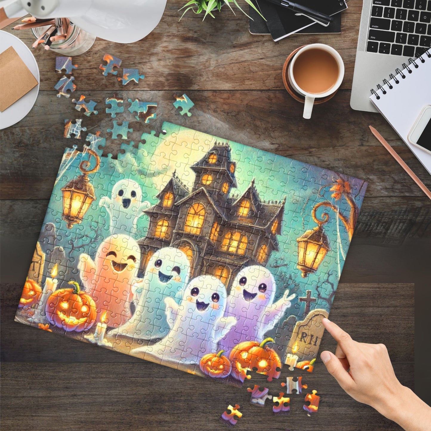 Friendly Ghosts Celebrating Halloween Jigsaw Puzzle