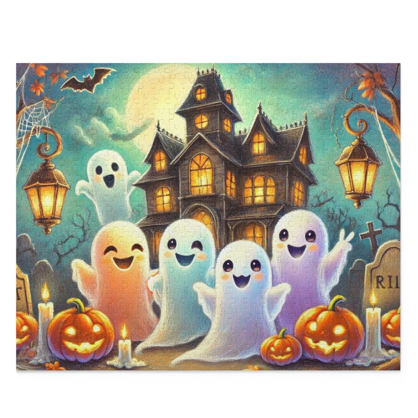 Friendly Ghosts Celebrating Halloween Jigsaw Puzzle 20" × 16" (500 pcs)