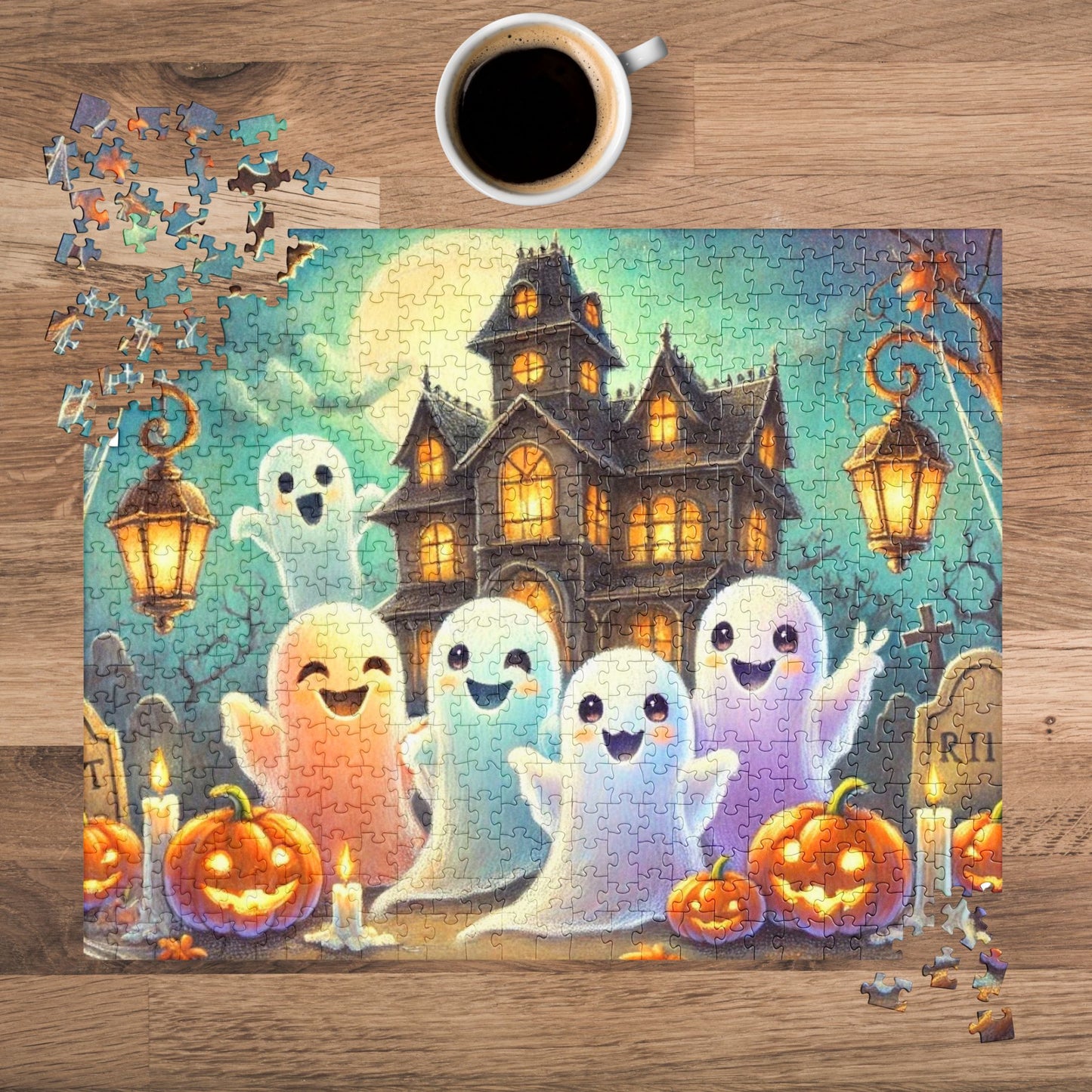 Friendly Ghosts Celebrating Halloween Jigsaw Puzzle