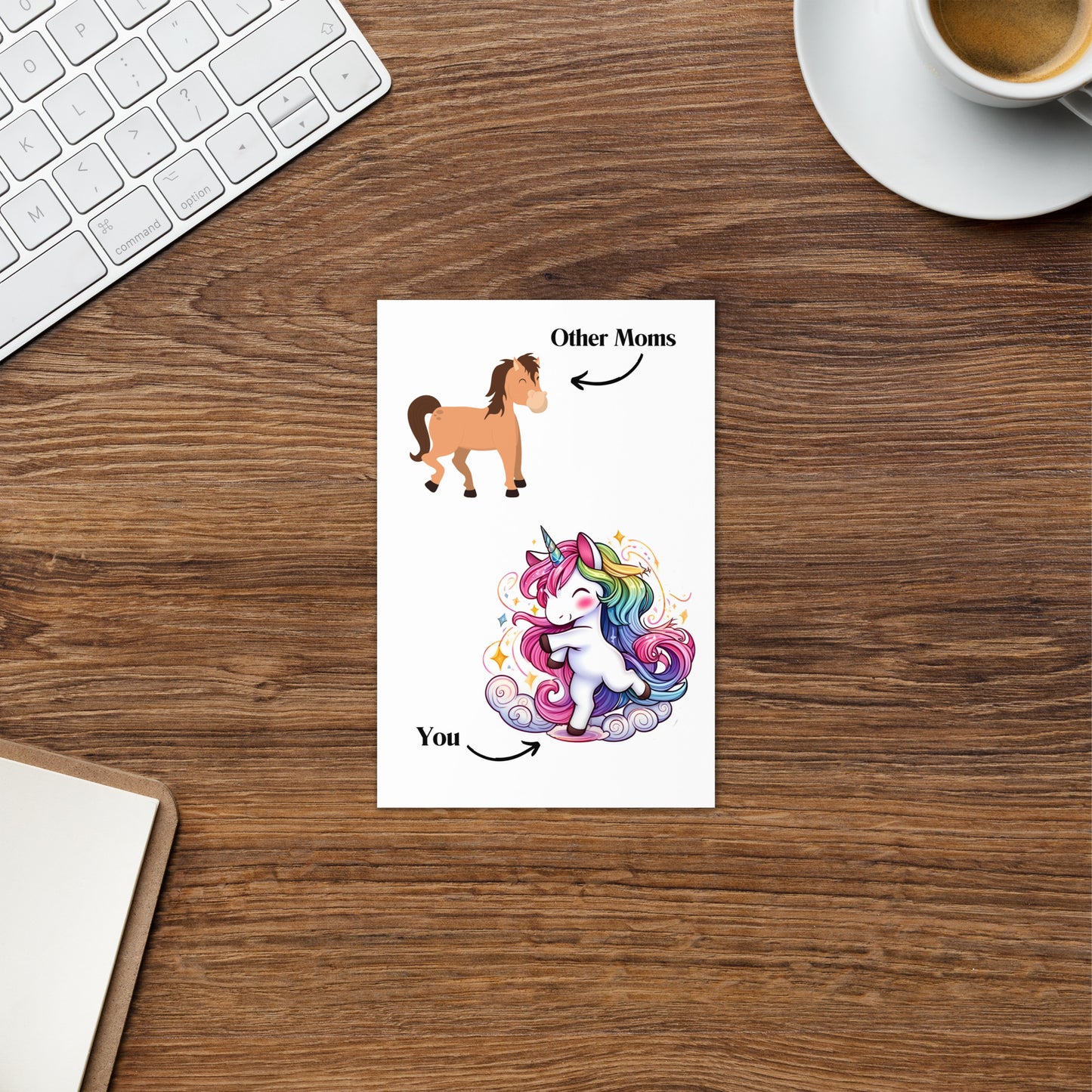 Funny Unicorn Mom vs Others Greeting or Mothers day Card on table