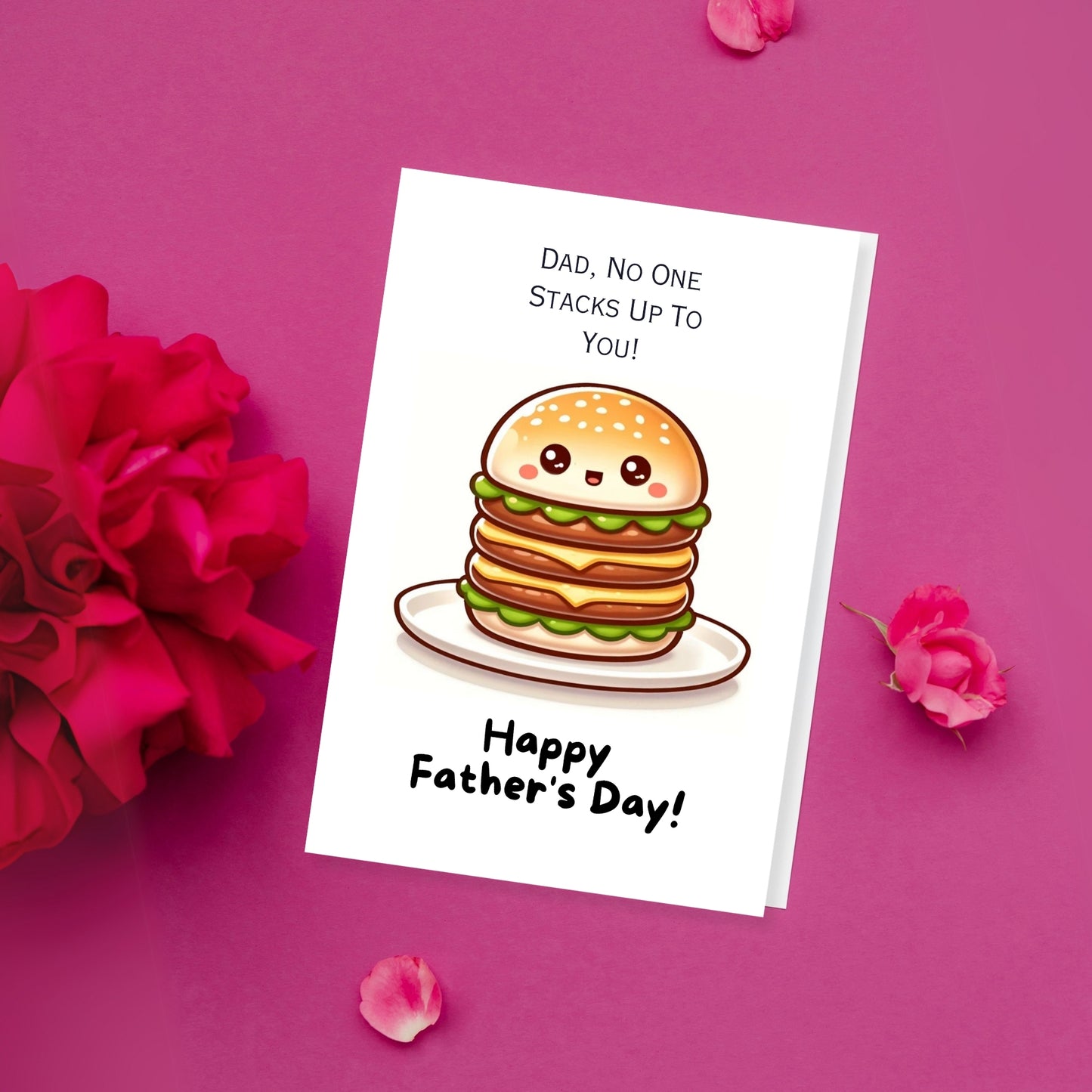 Funny Burger Stack Fathers Day Card- Digital Download - Print at Home