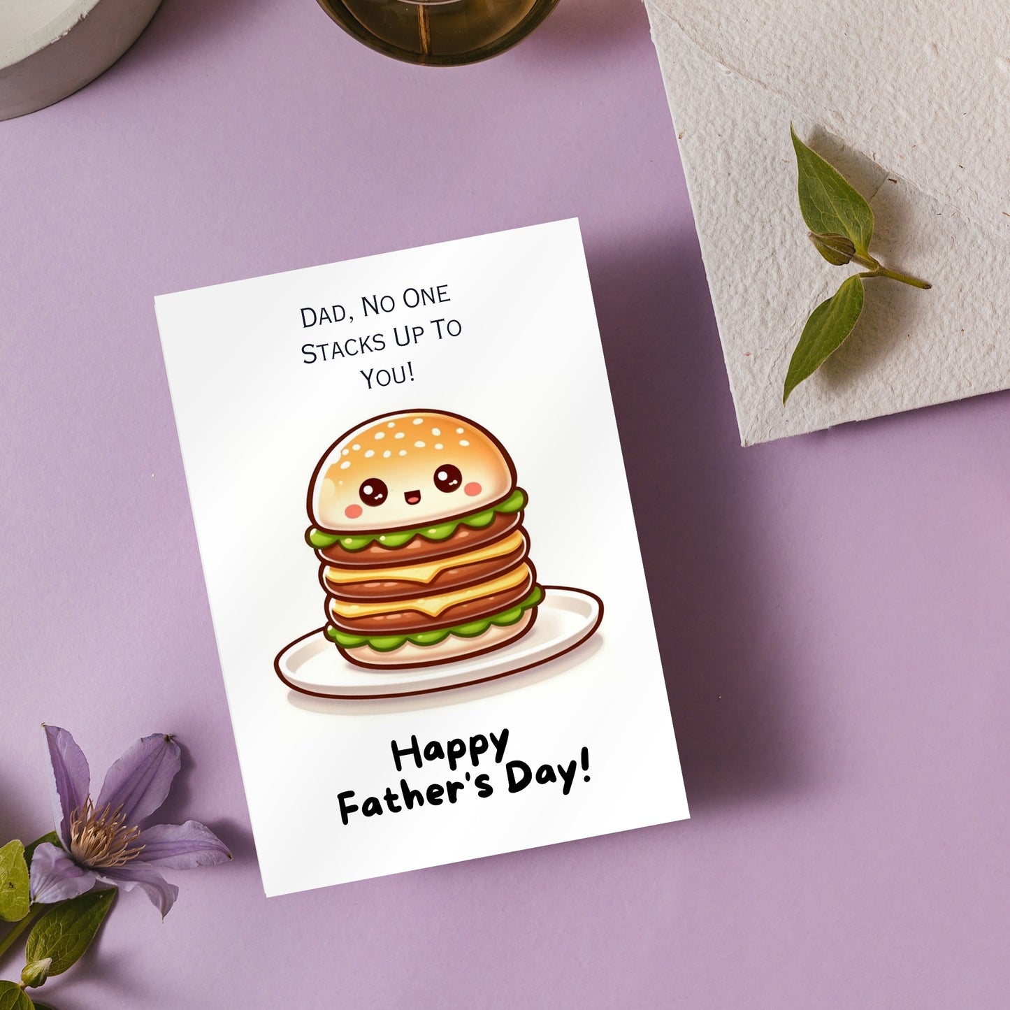 Funny Burger Stack Fathers Day Card- Digital Download - Print at Home