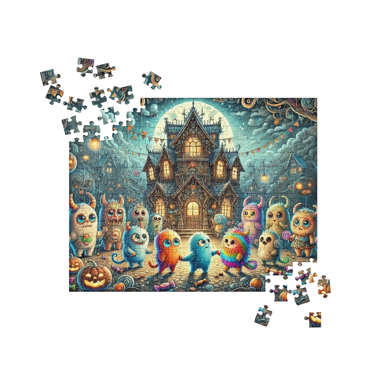 Halloween Dancing Party Monsters Jigsaw Puzzle (120, 252, or 500-Pieces)